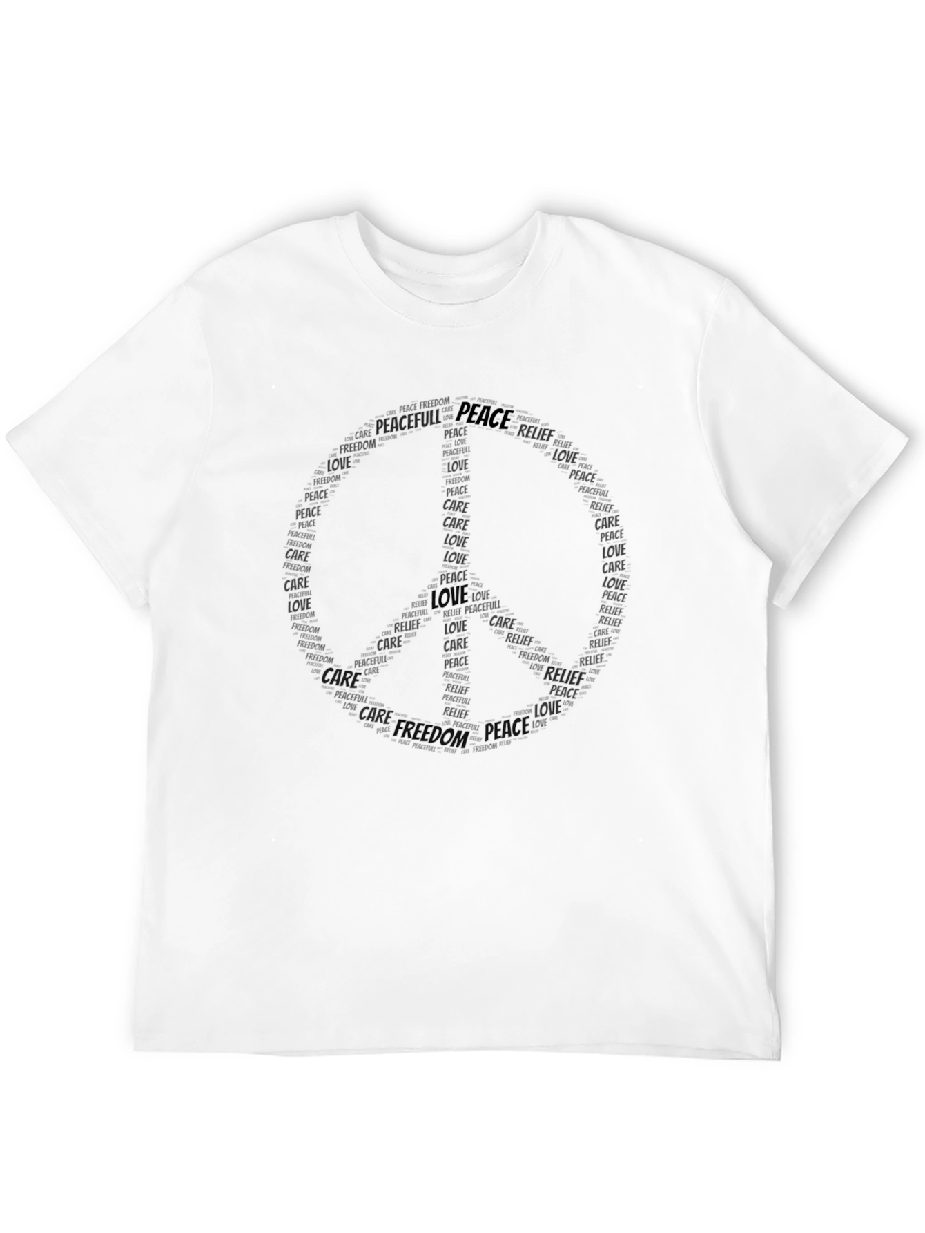 Peace Symbol Word Art Black T-Shirt