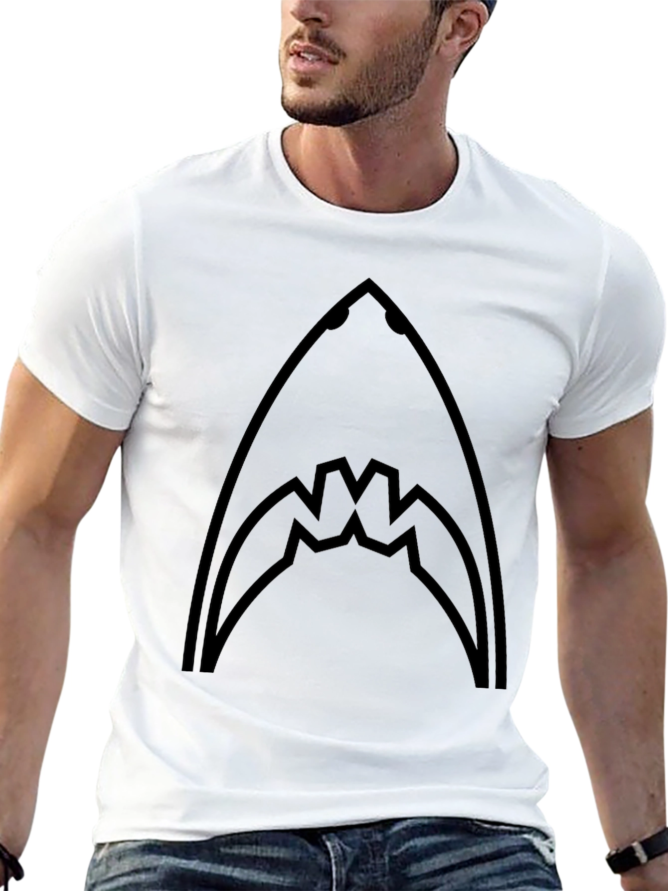 Shark Graphic Tee - Black Cotton T-Shirt