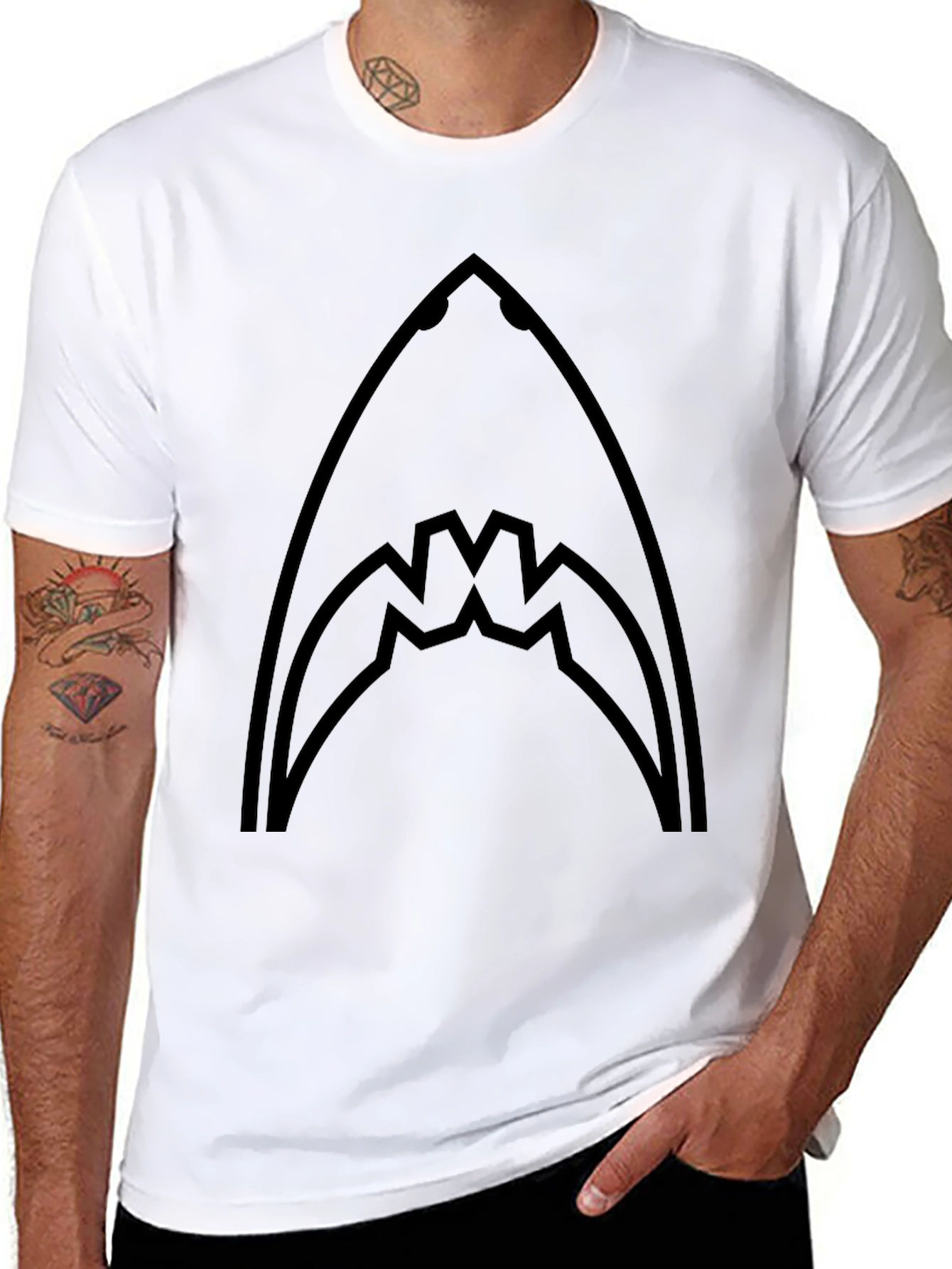 Shark Graphic Tee - Black Cotton T-Shirt