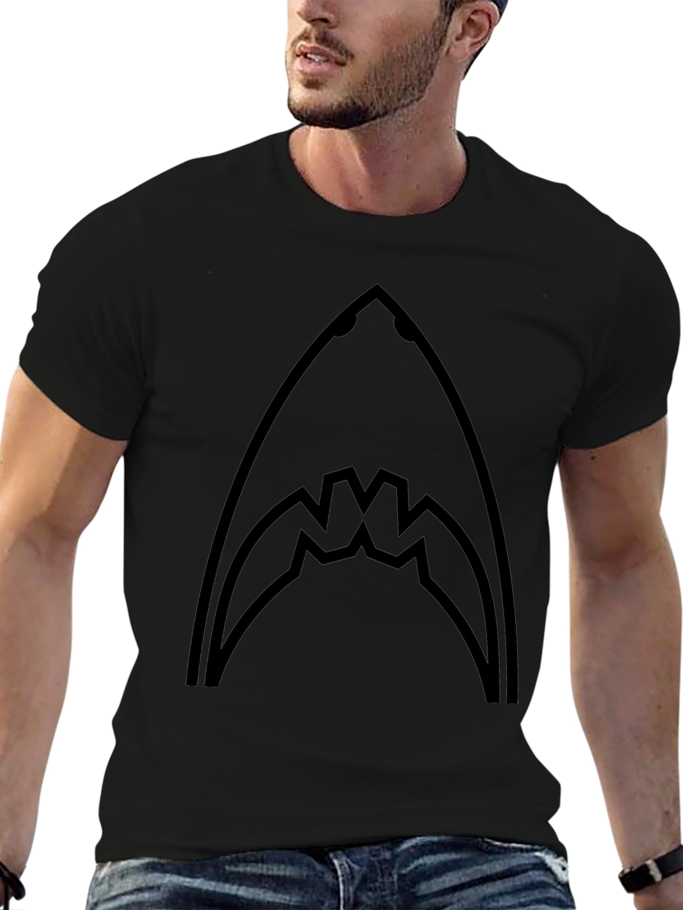 Shark Graphic Tee - Black Cotton T-Shirt