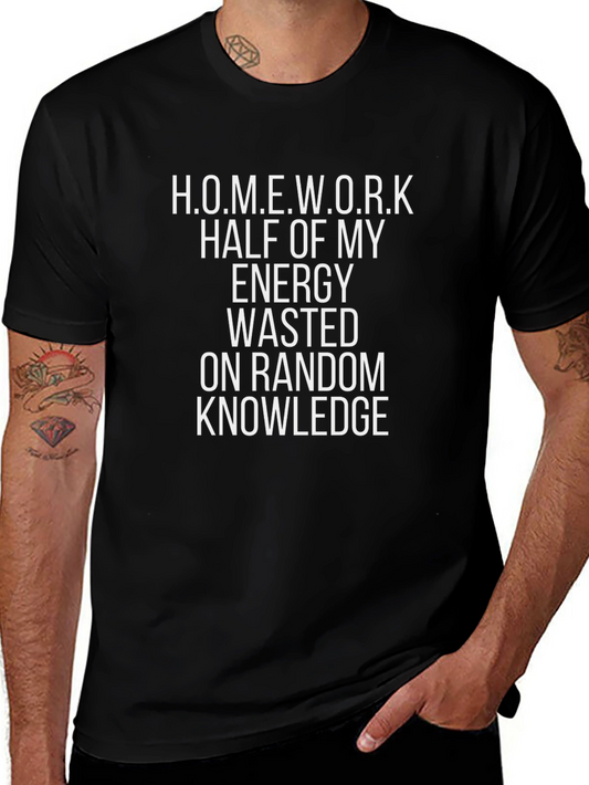 Homework Energy Wasted Funny Graphic T-Shirt