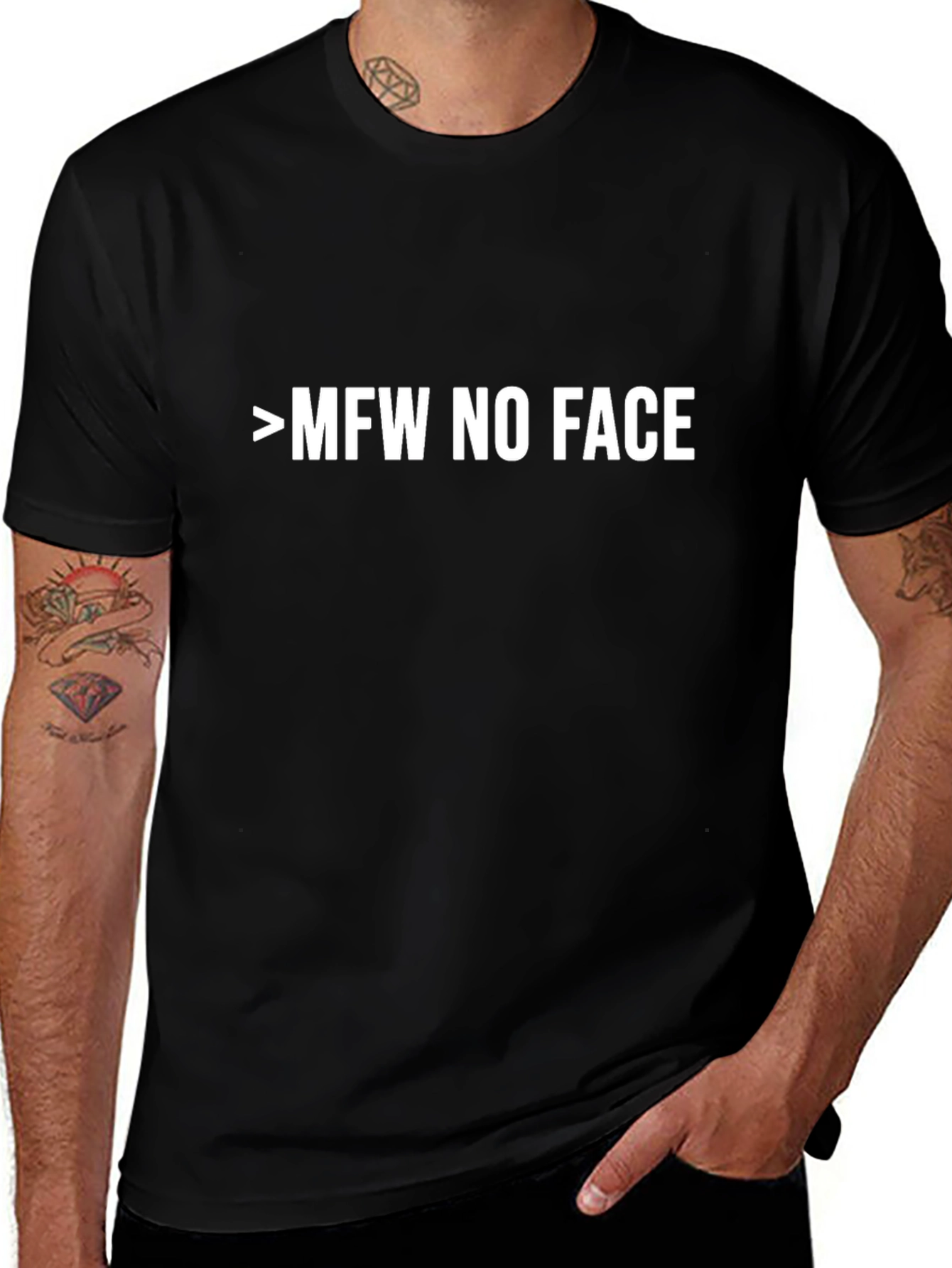 MFW No Face Black T-Shirt - Funny Meme Tee