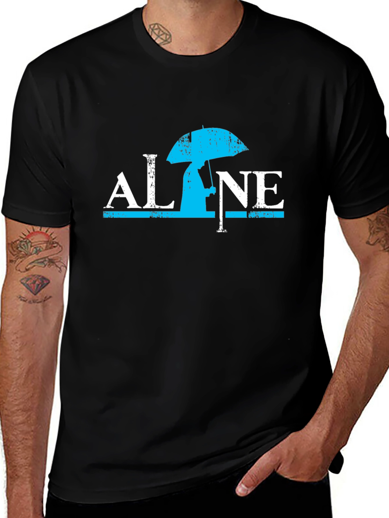 Alone Graphic Print Black T-Shirt