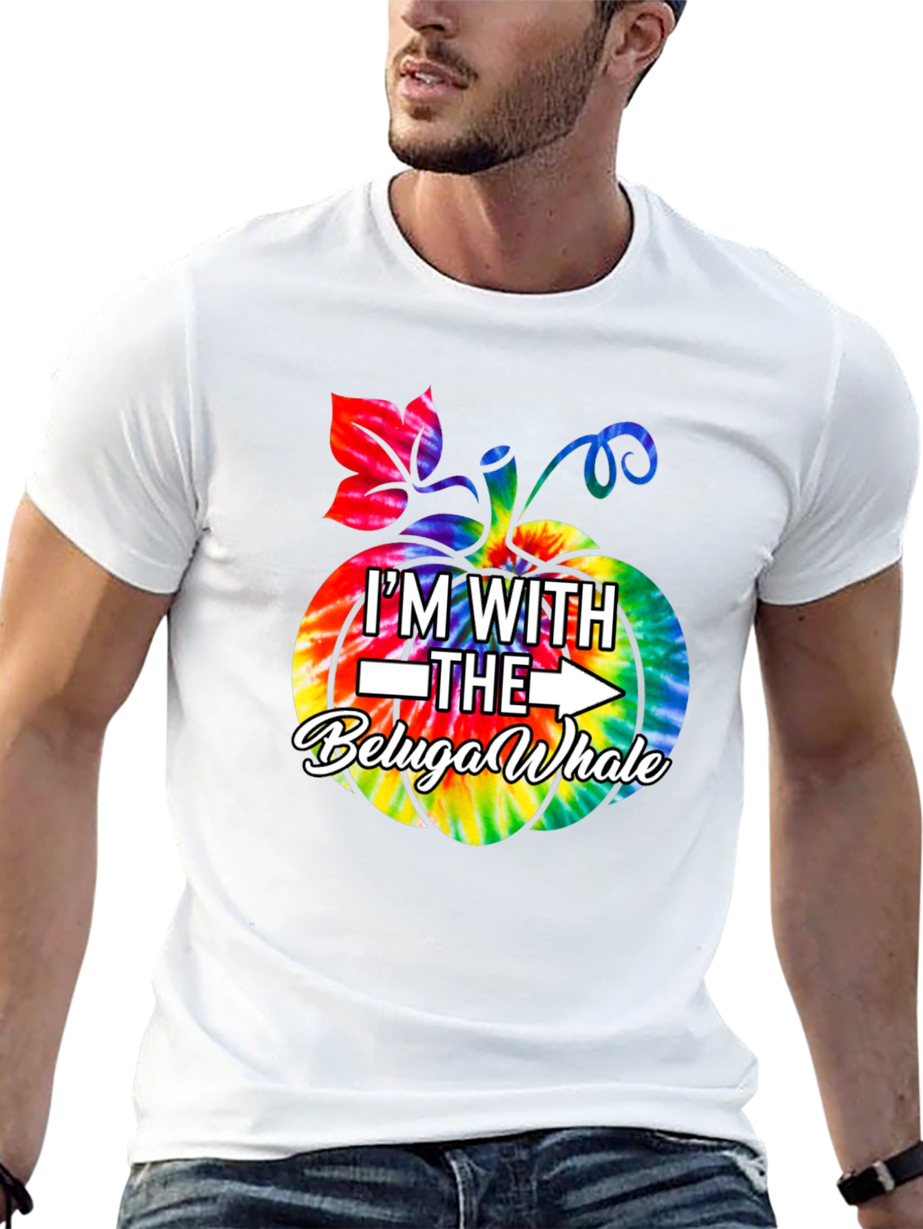 Im with the Beluga Whale Pumpkin Tie-dye T-Shirt