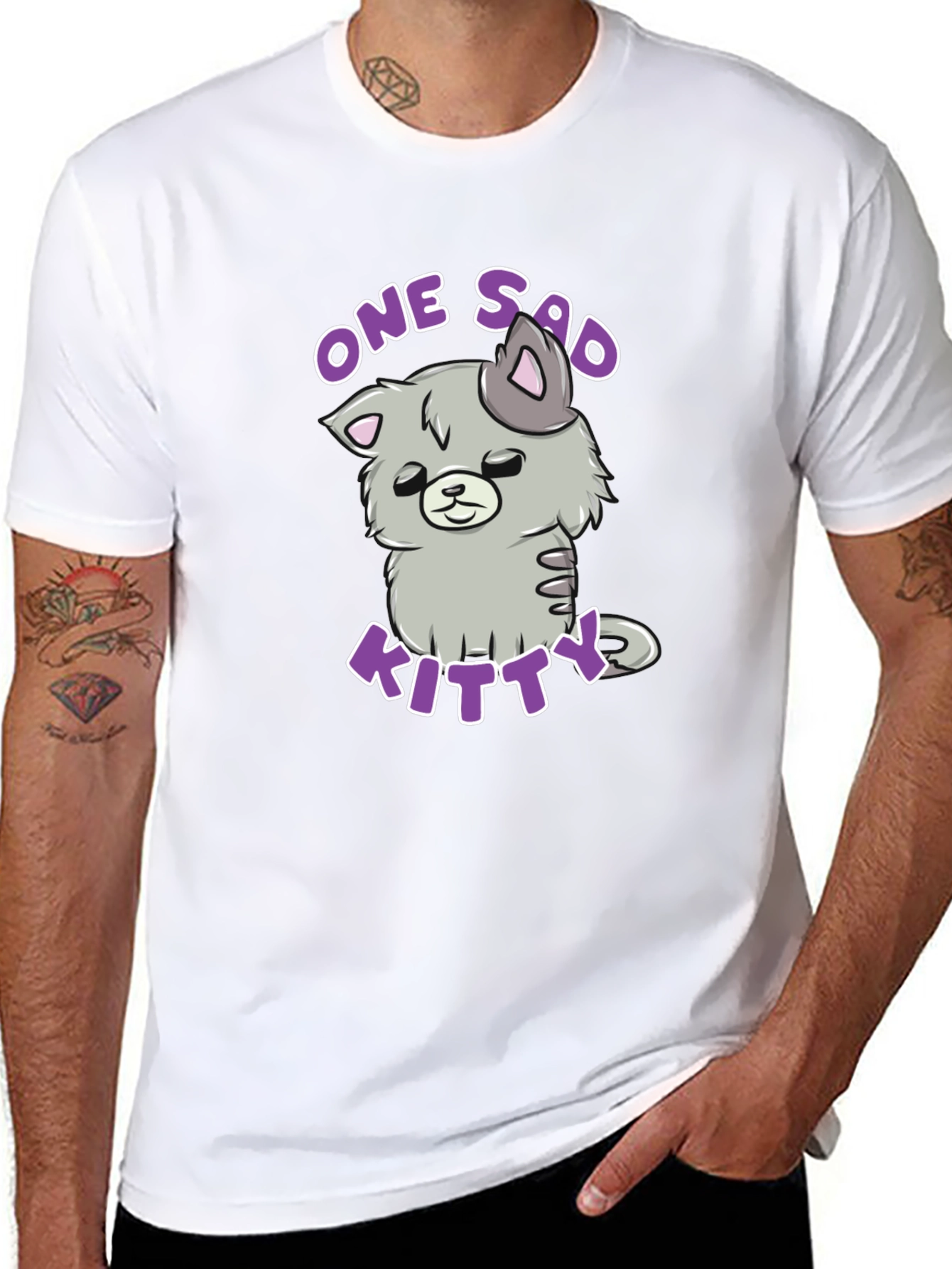 One Sad Kitty T-Shirt - Cute Cartoon Cat Tee