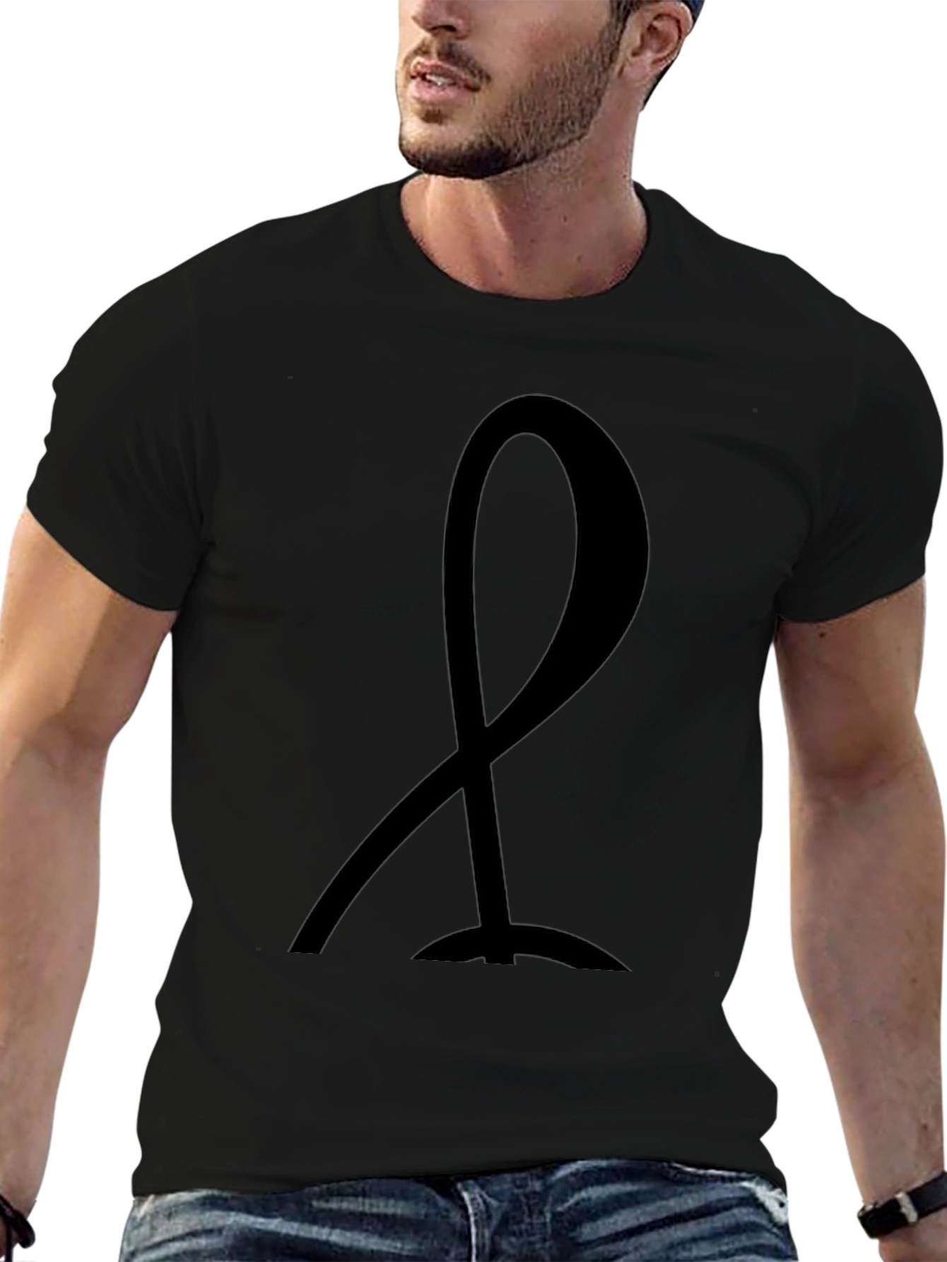 Minimalist Black Ribbon Graphic Tee - Unisex