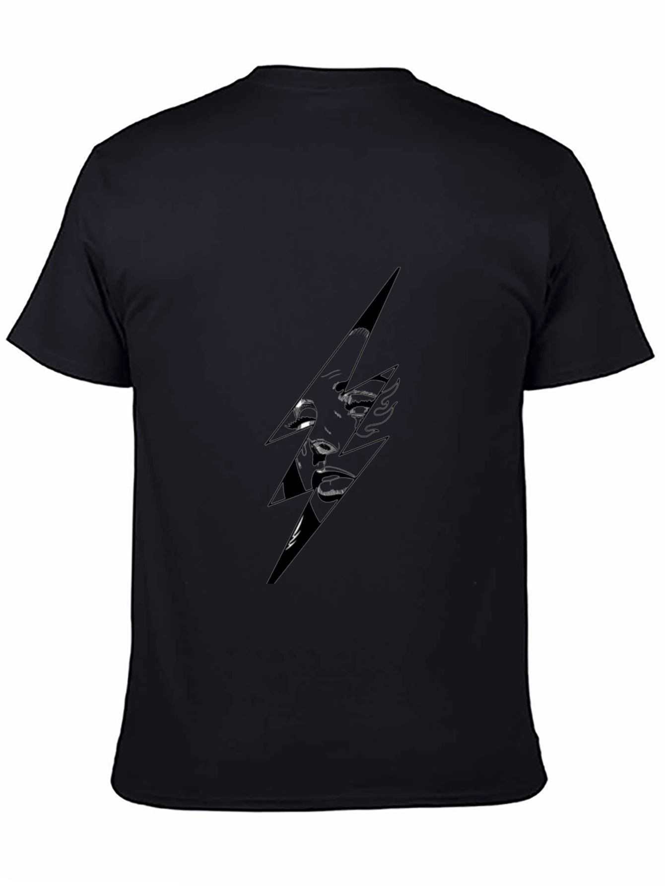 Stylish Black T-Shirt with Lightning Bolt Graphic