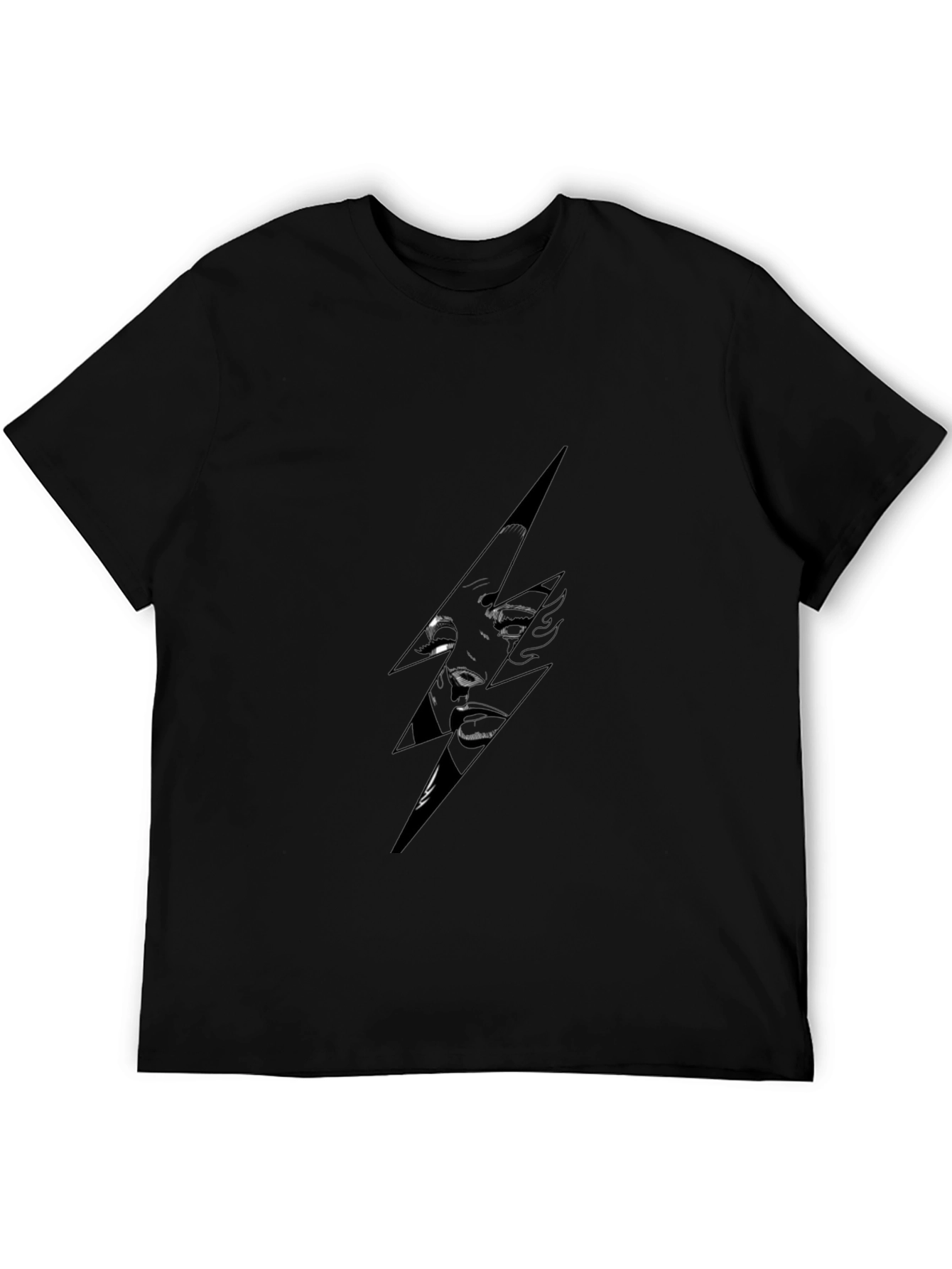 Stylish Black T-Shirt with Lightning Bolt Graphic
