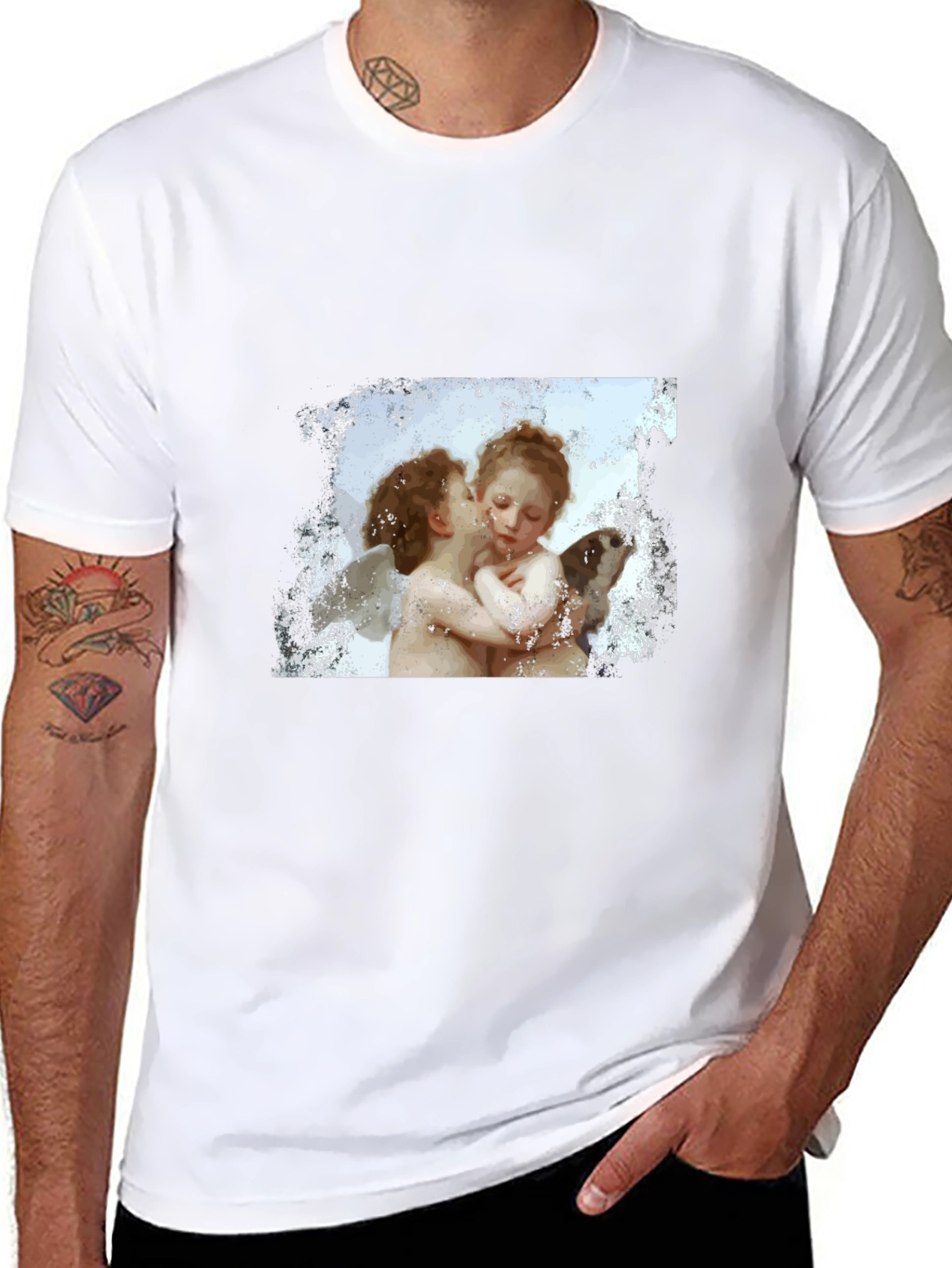 Cherub Kiss Graphic T-Shirt - Black
