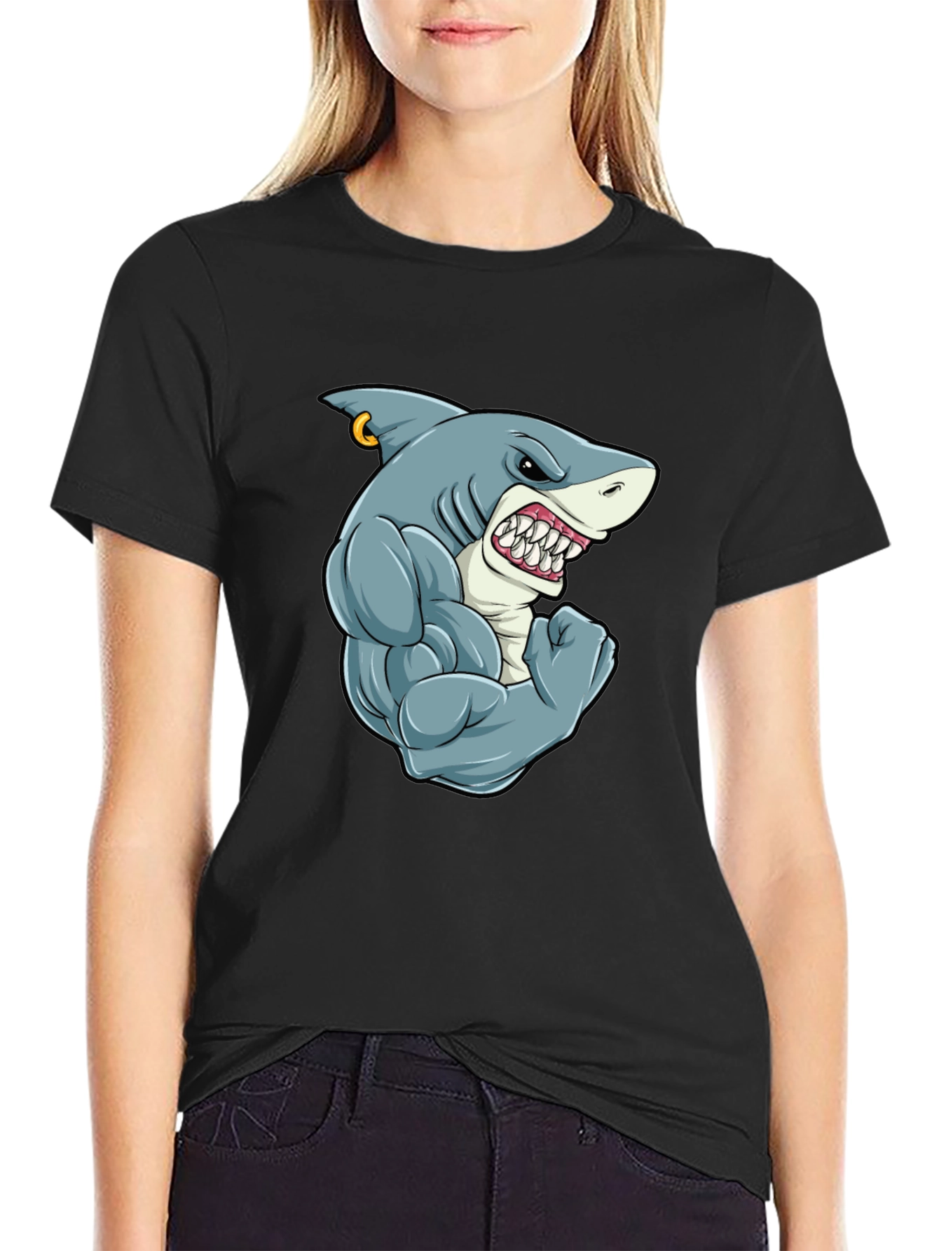 Shark Muscle T-Shirt - Black Tee