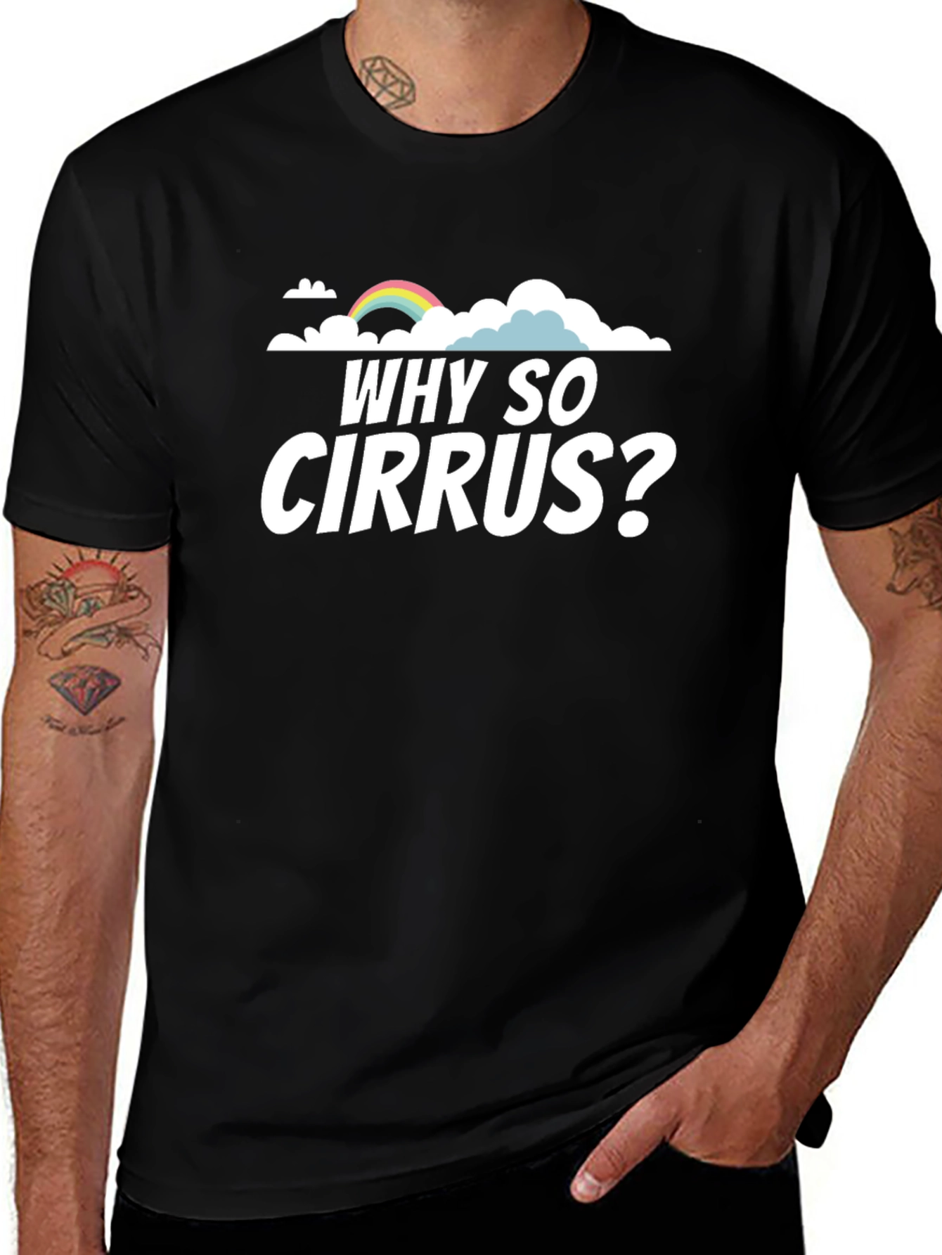 Why So Cirrus? Black Cotton Graphic T-Shirt
