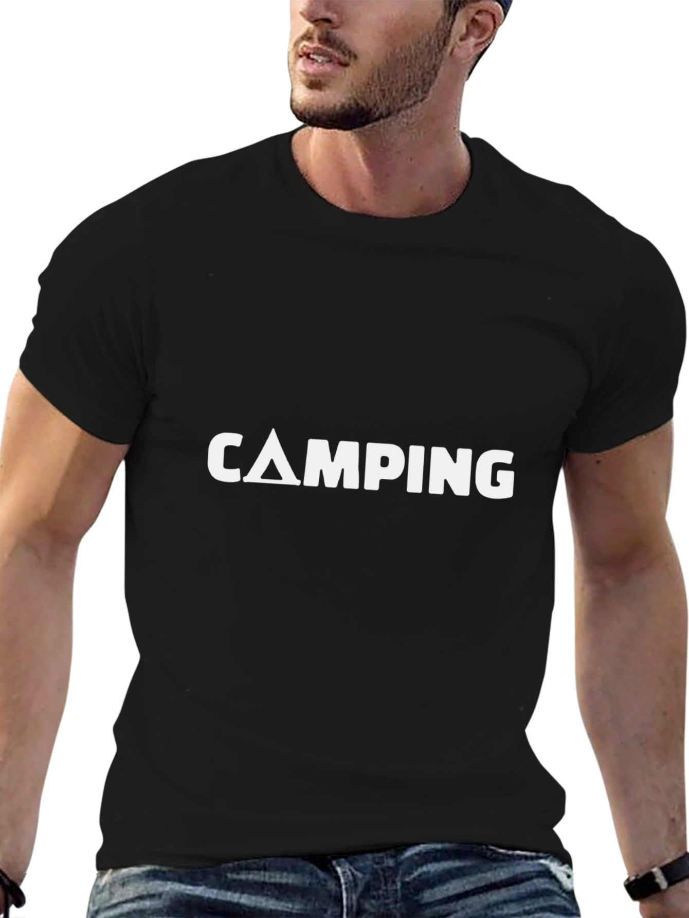 Camping Graphic T-Shirt - Black Cotton Tee