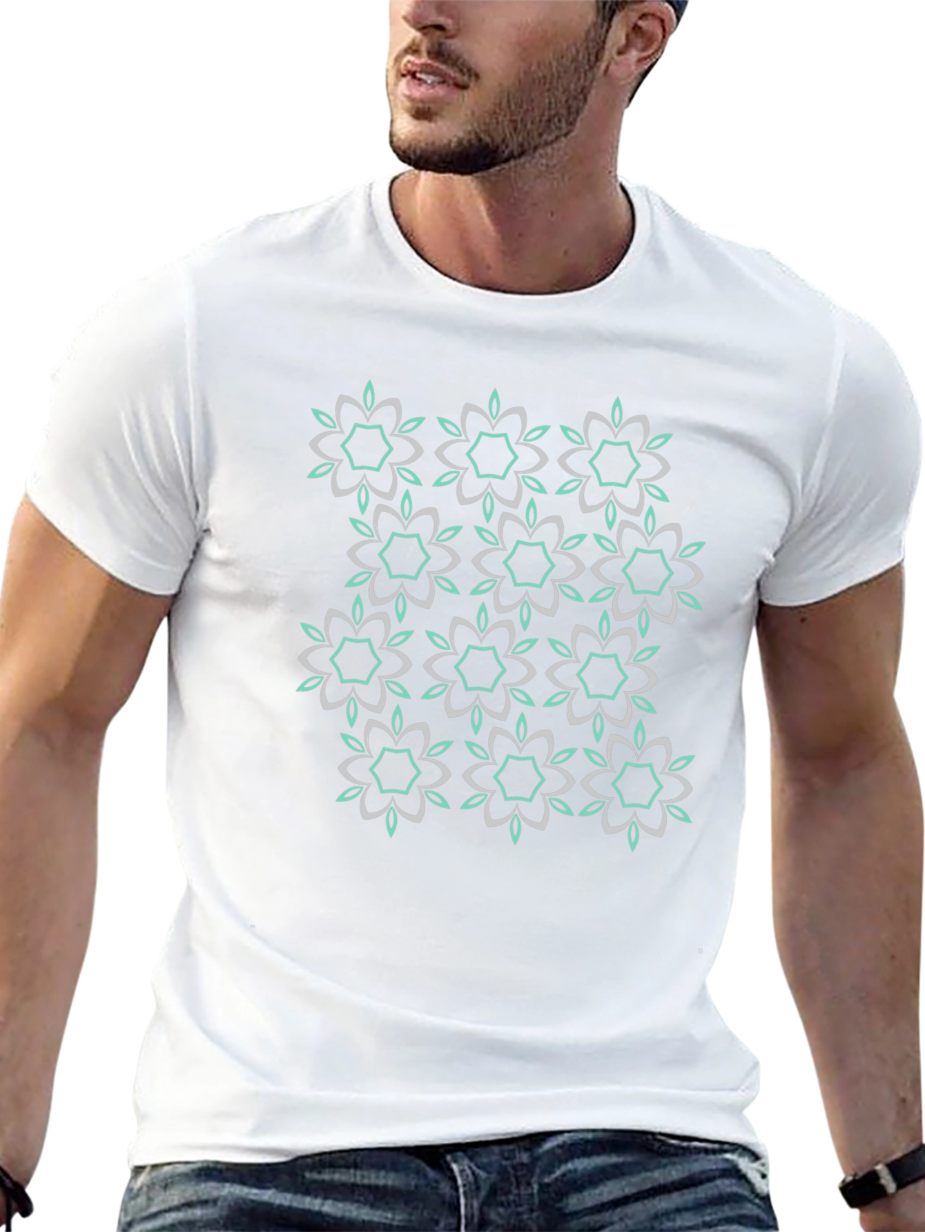 Modern Floral Tee - Black Graphic Print Shirt