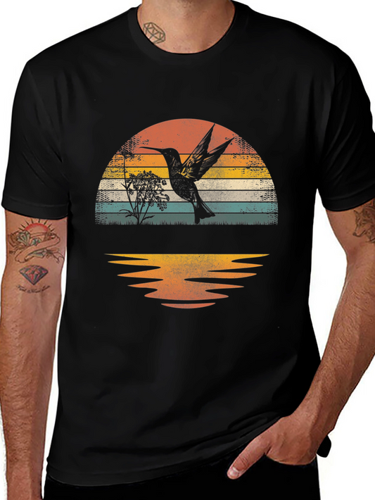 Hummingbird Sunset Graphic Tee - Nature Inspired Design