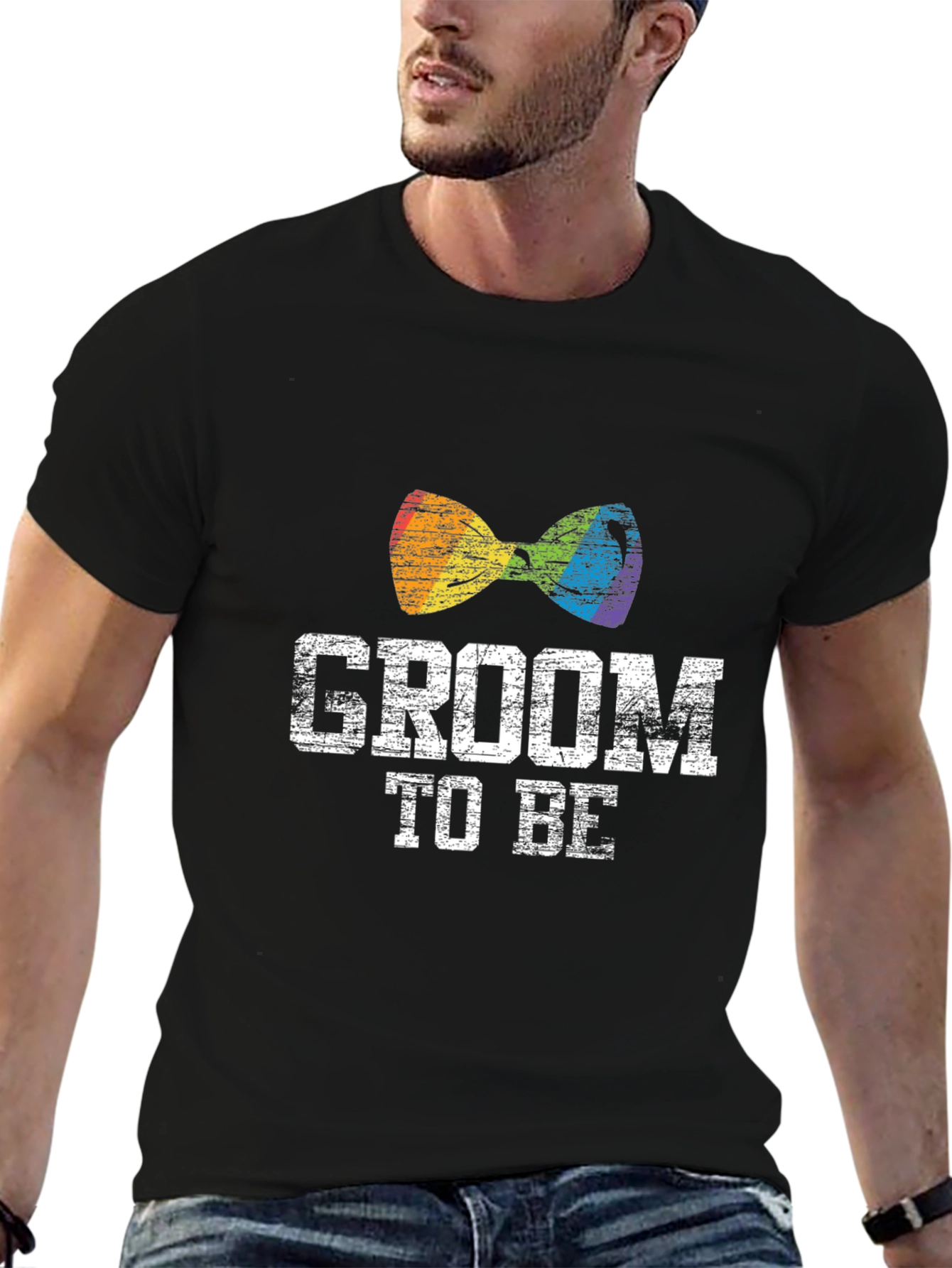 Groom To Be LGBT Rainbow Bow Tie T-Shirt