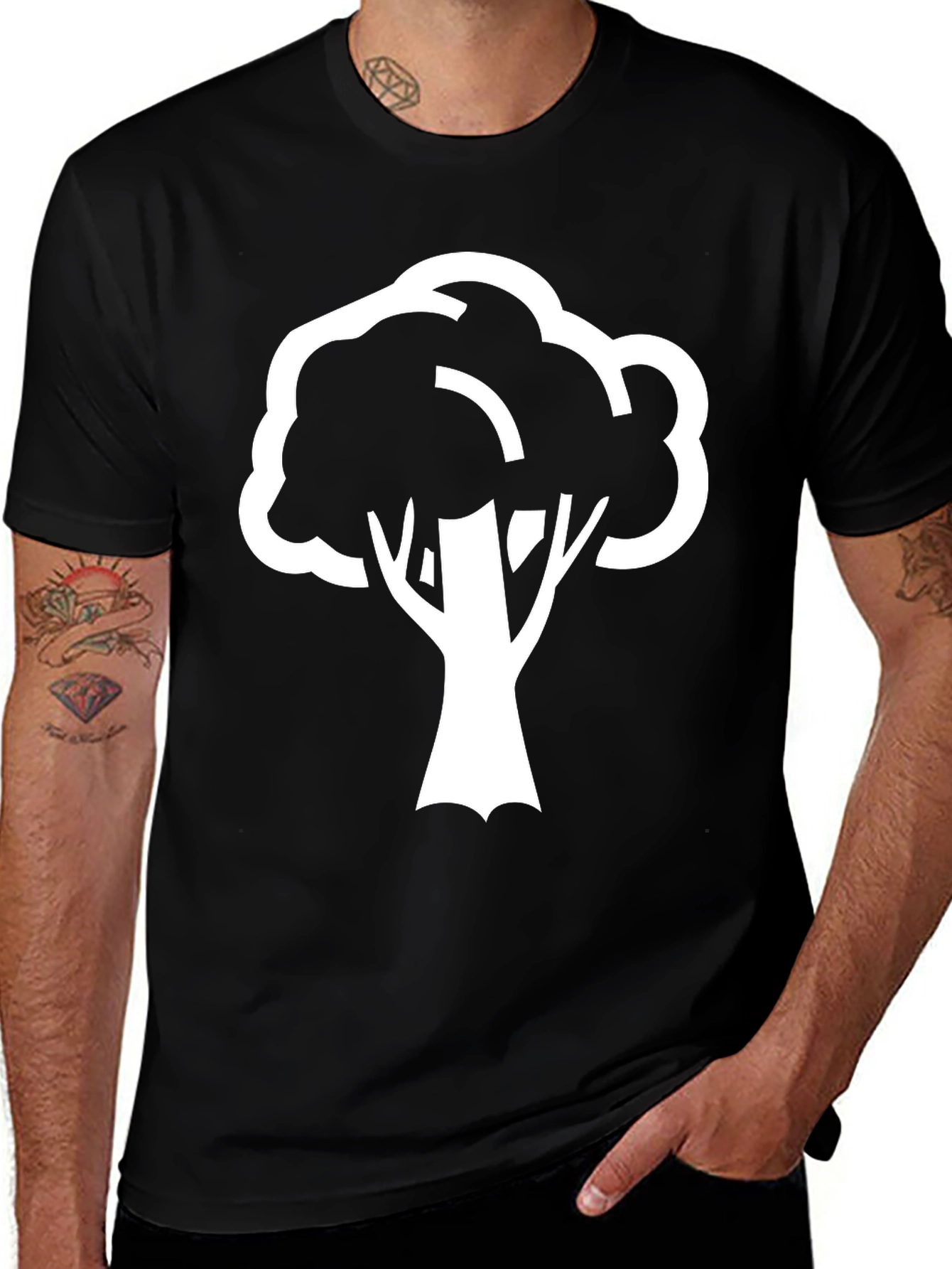 Bold Tree Graphic Tee - Black Cotton Casual Shirt