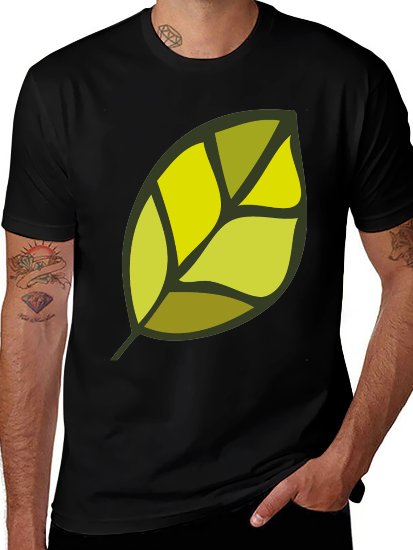 Leaf Graphic Black T-Shirt