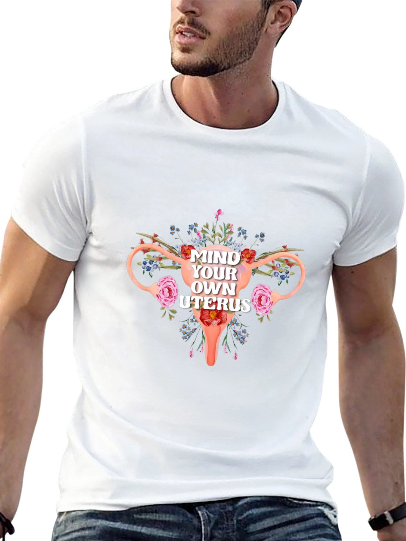 Mind Your Own Uterus Floral Graphic Tee