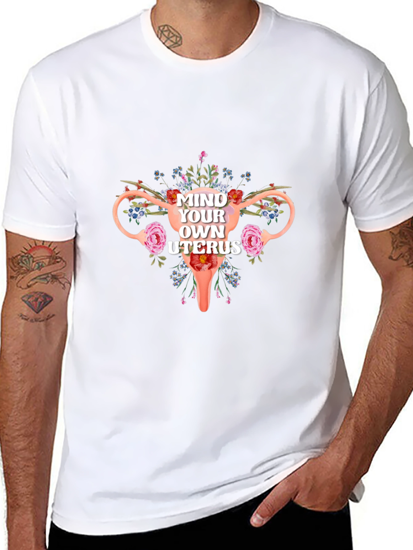 Mind Your Own Uterus Floral Graphic Tee