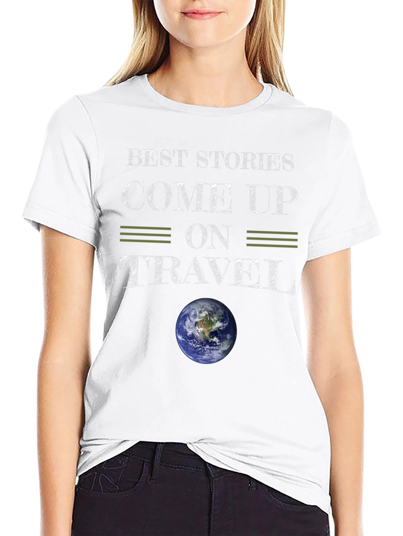 Travel Stories T-Shirt Globe Earth Adventure Black
