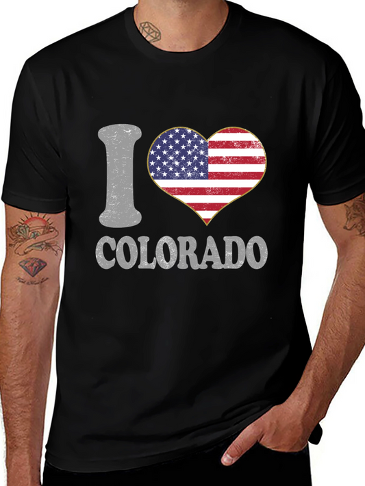 I Heart Colorado USA Flag Graphic T-Shirt