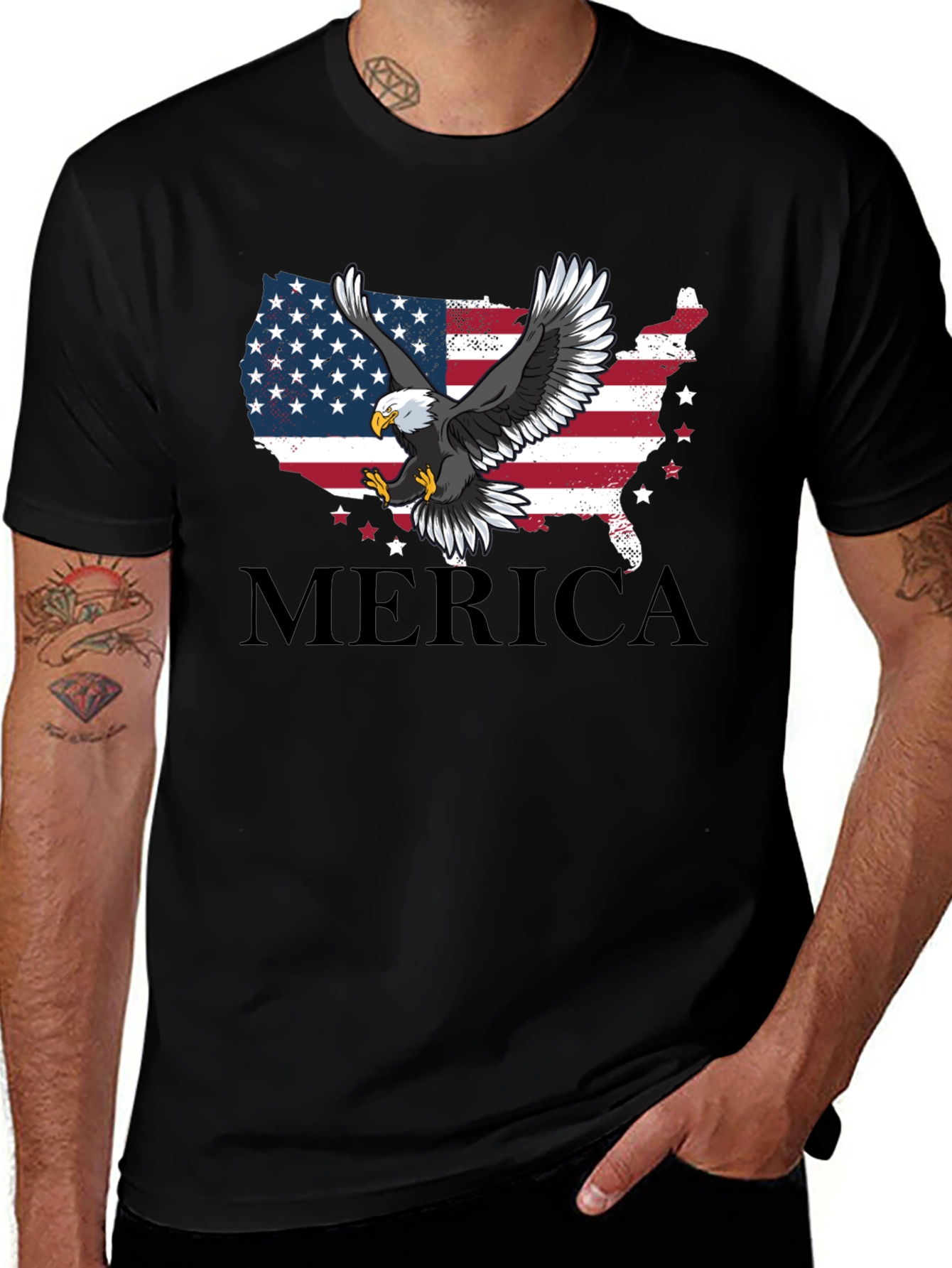 Patriotic Eagle Merica USA Flag Mens T-Shirt