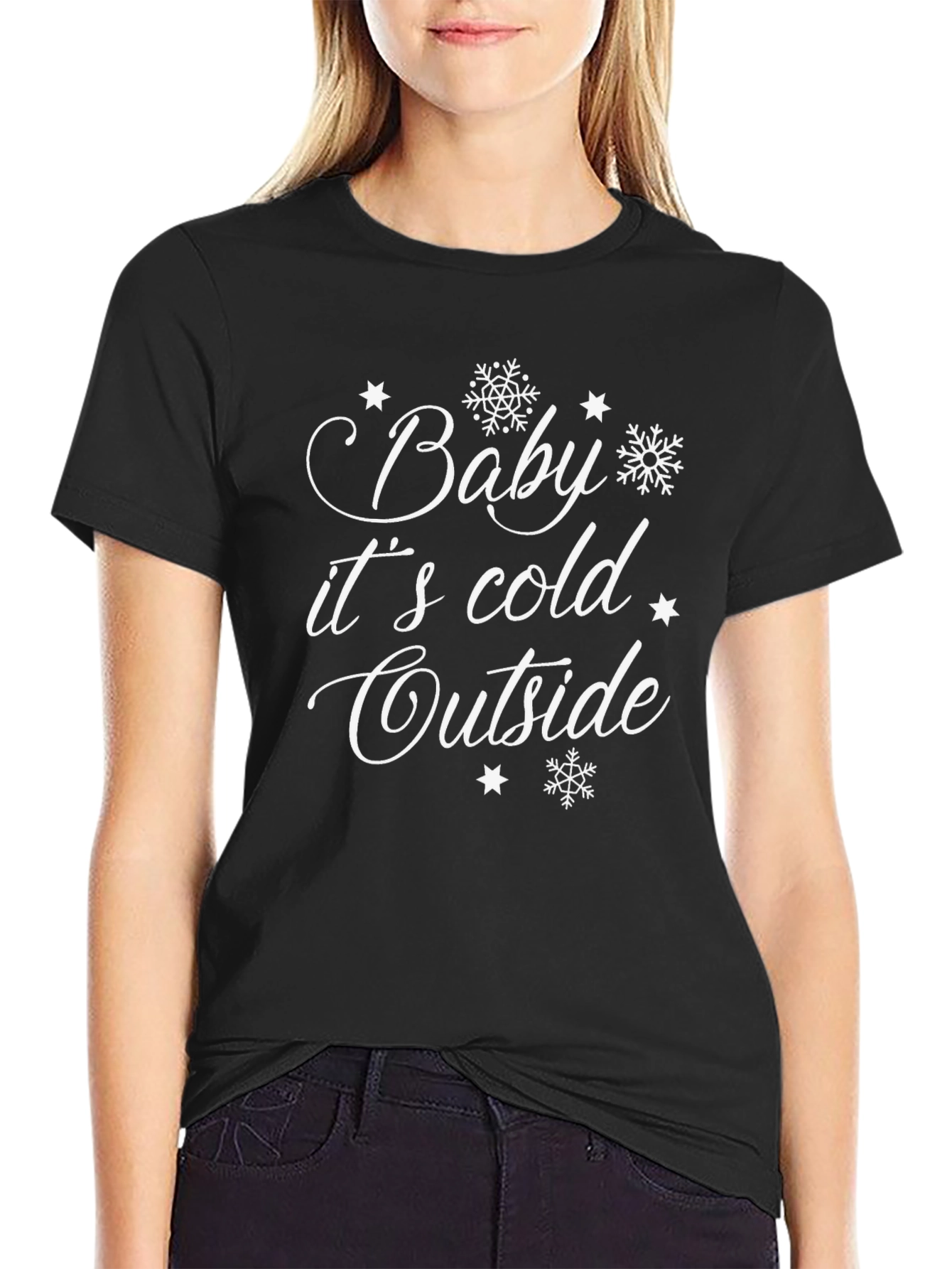 Baby its Cold Outside Black Graphic Tee