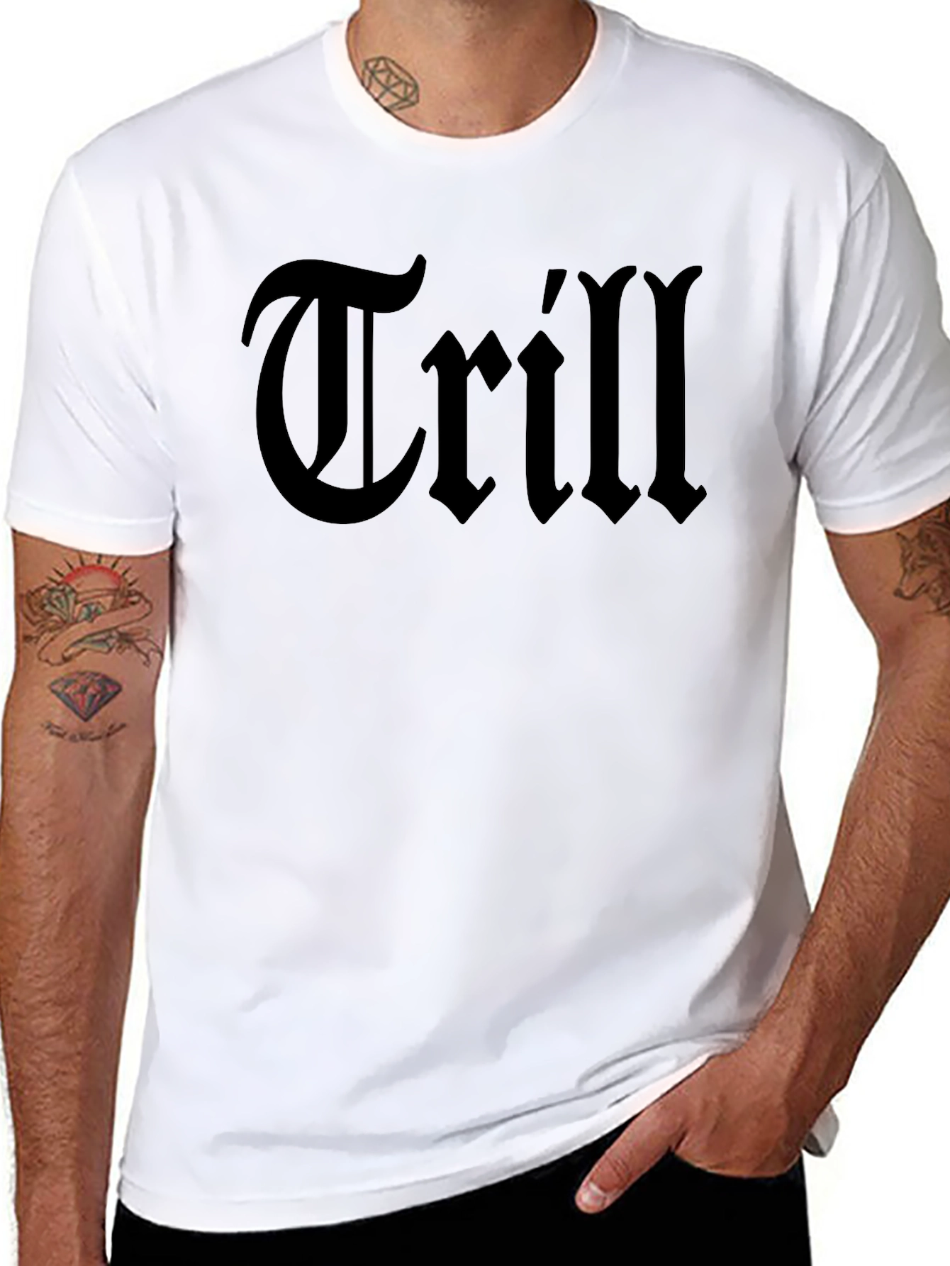 Trill Crew Neck Black T-Shirt - Casual Fashion