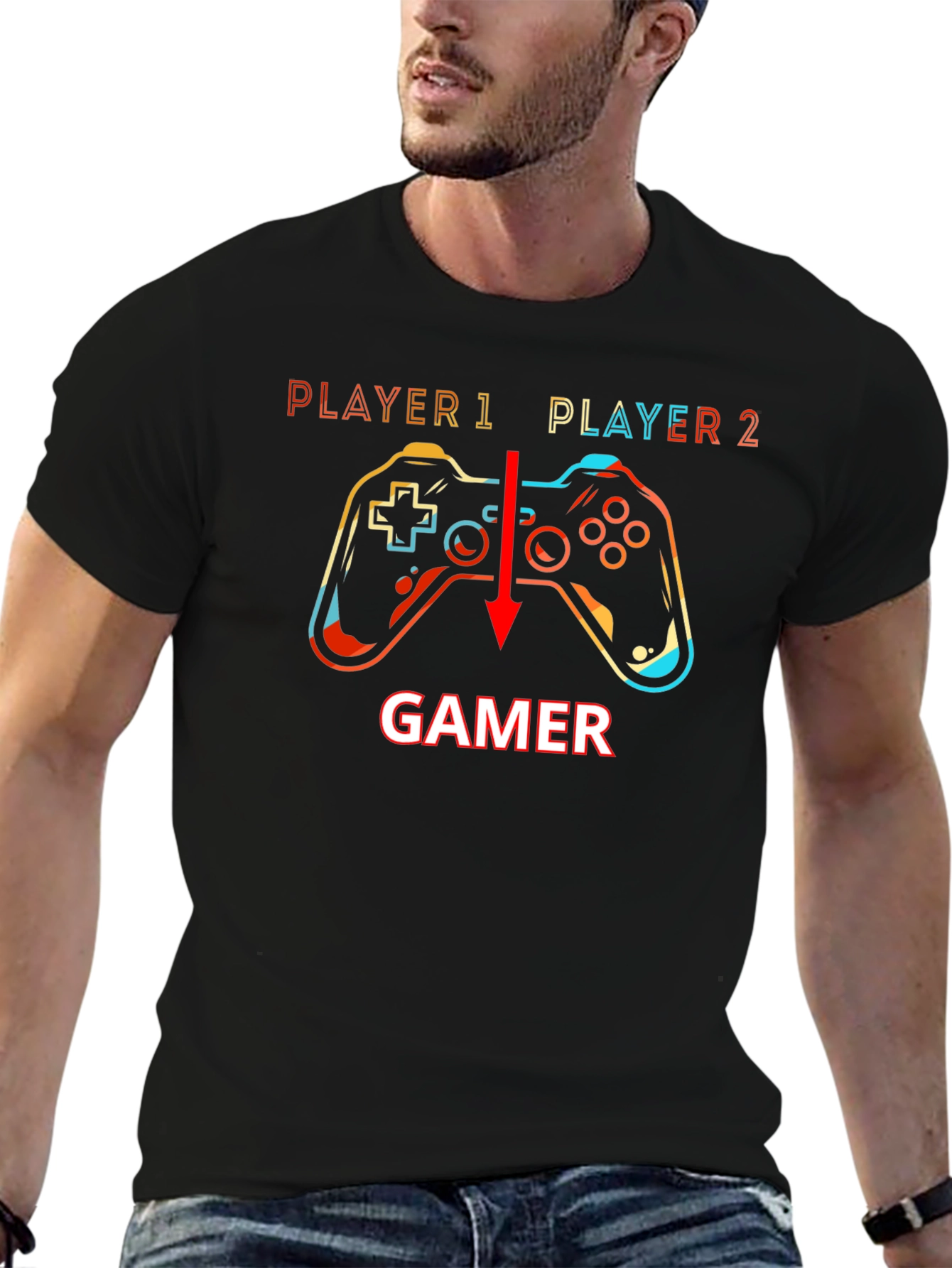 Player 1 & 2 Gamer Black T-Shirt