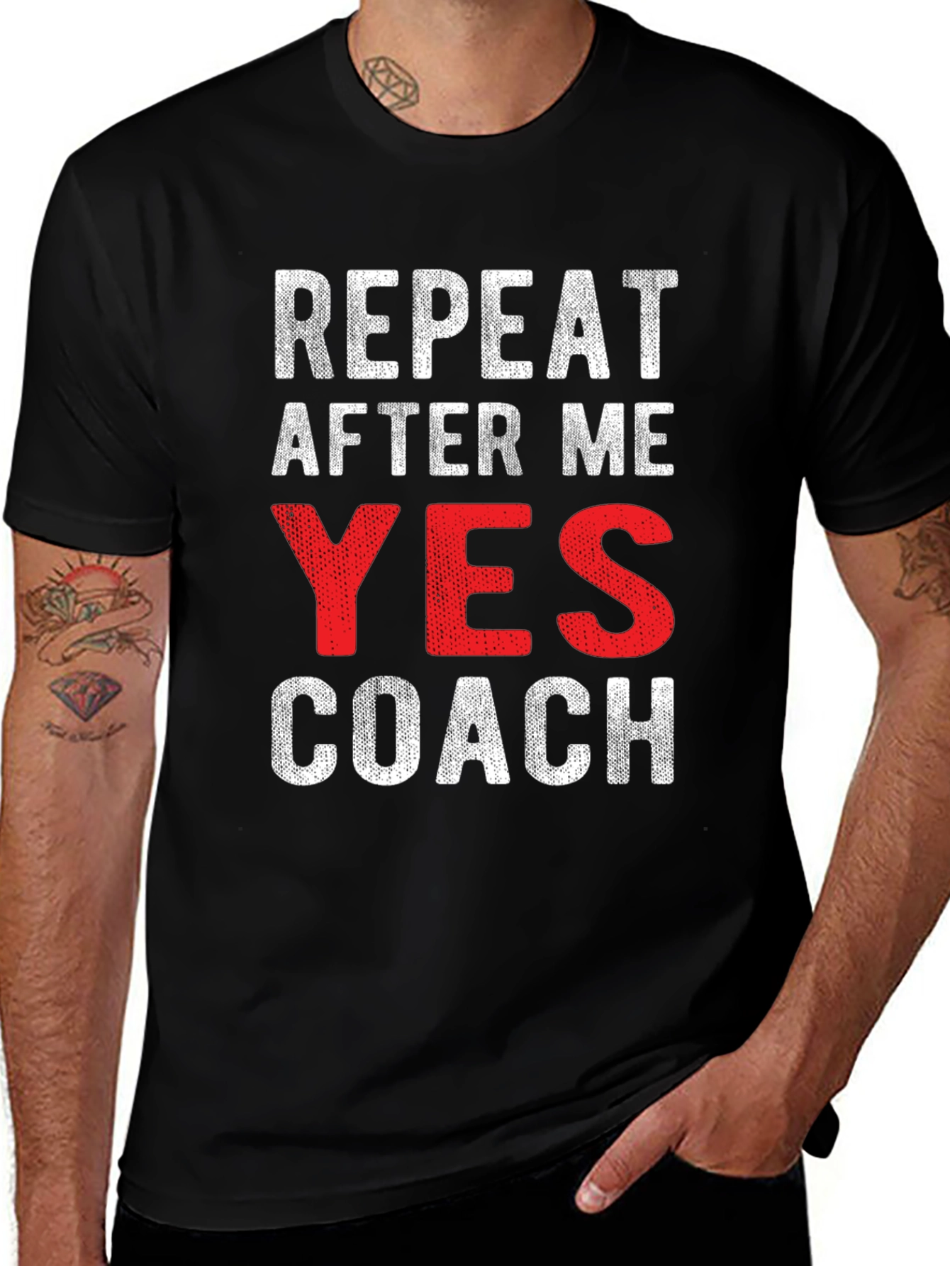 Repeat After Me Yes Coach Black T-Shirt