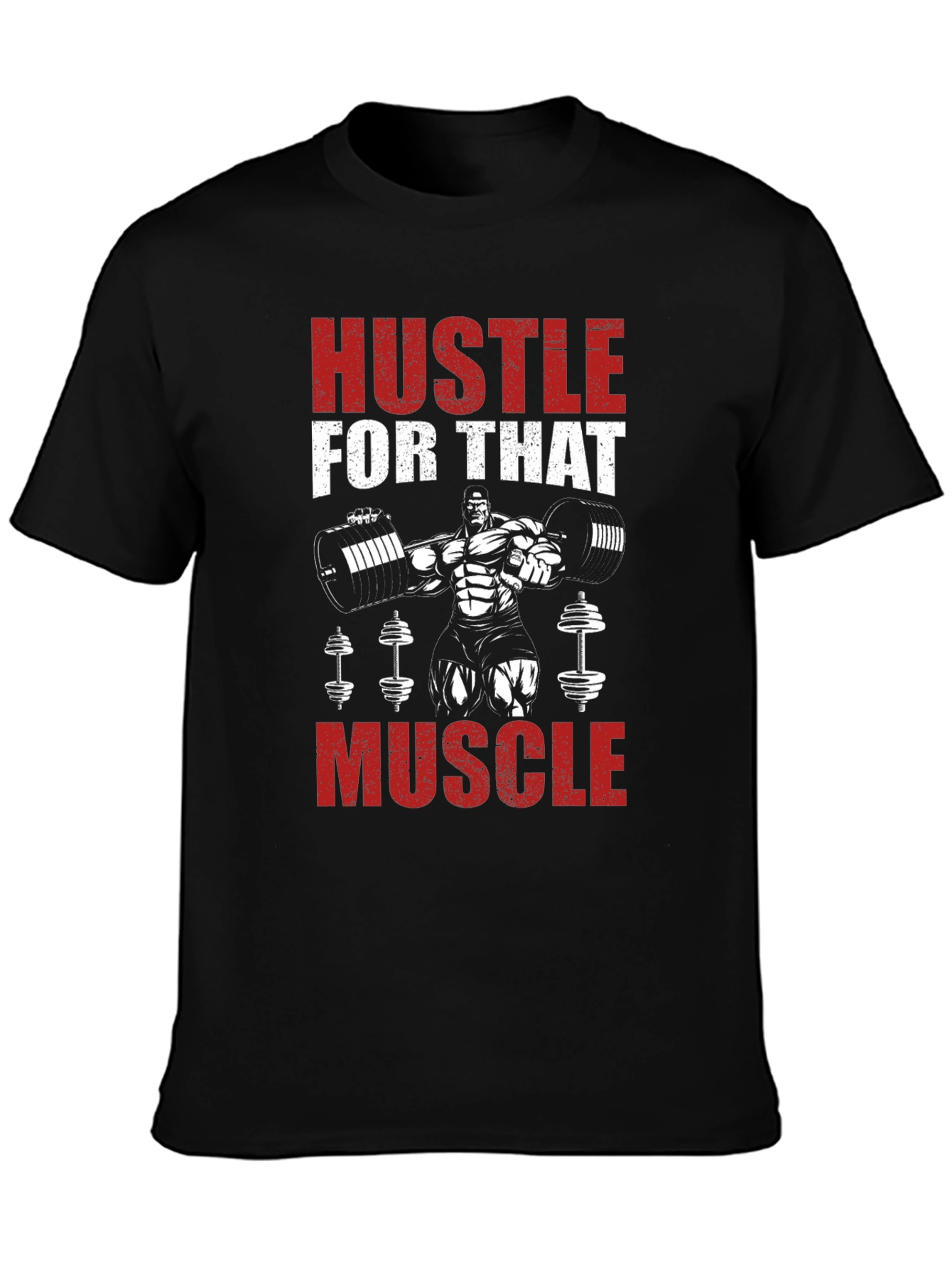 Hustle for That Muscle Black Graphic Tee