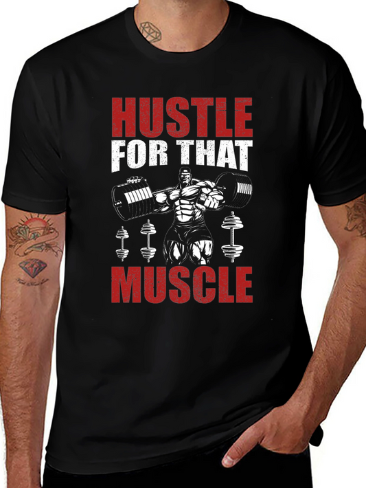 Hustle for That Muscle Black Graphic Tee