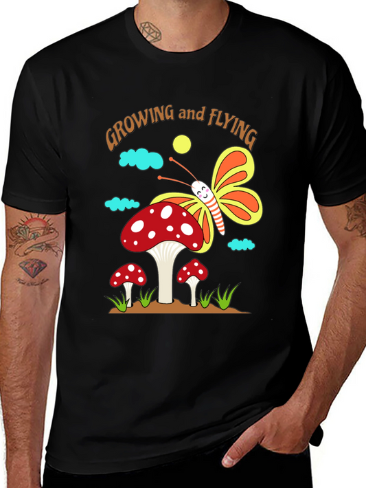 Growing and Flying Mushroom Butterfly T-Shirt