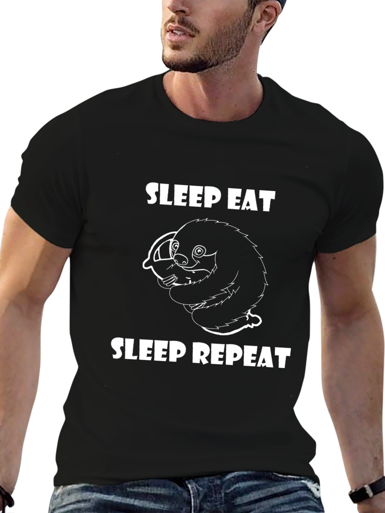 Sleep Eat Repeat Sloth Graphic Tee