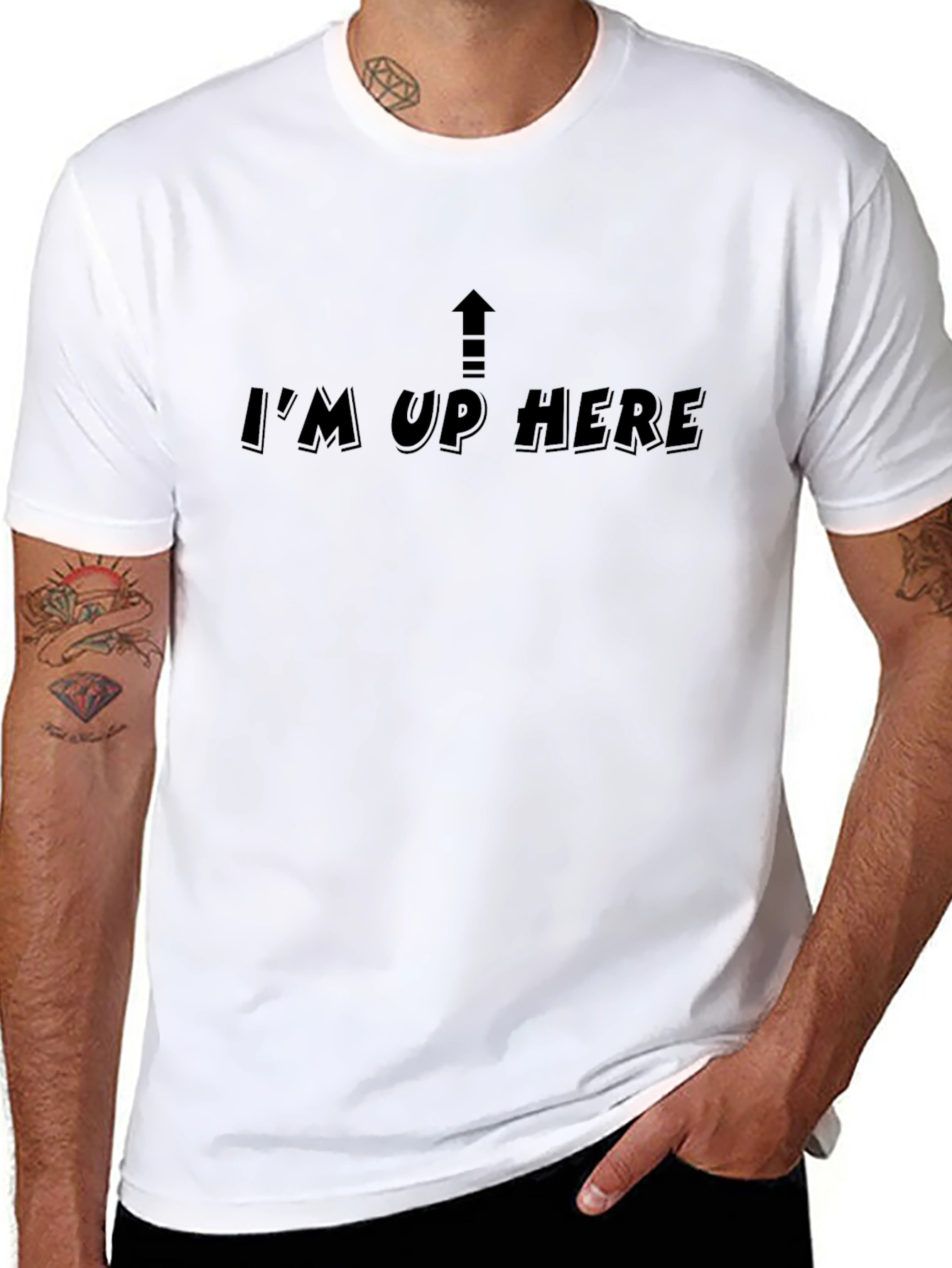 Im Up Here Graphic Tee - Black Cotton T-Shirt