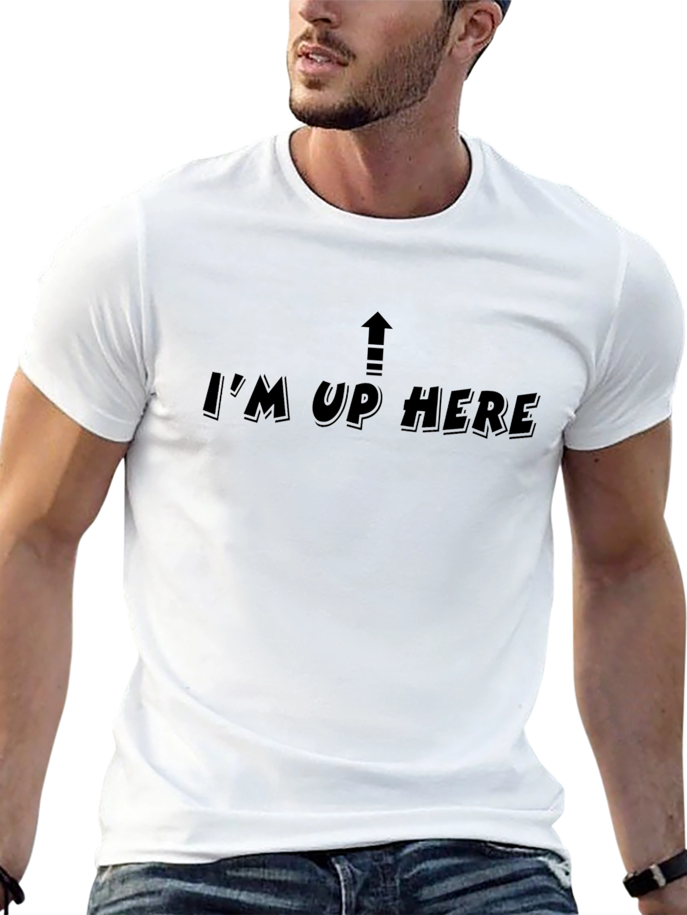 Im Up Here Graphic Tee - Black Cotton T-Shirt