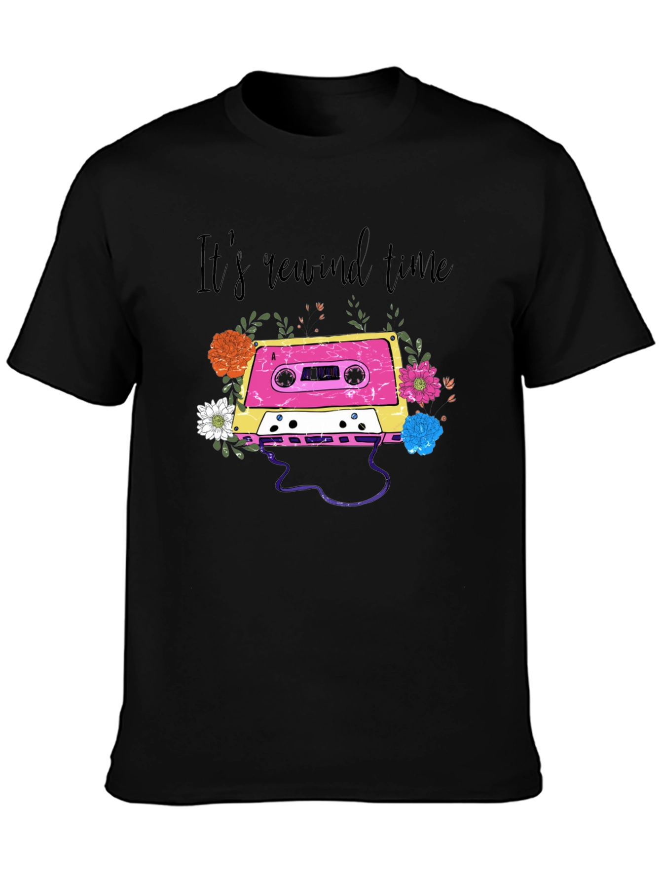 Retro Cassette Tape Floral Graphic Tee