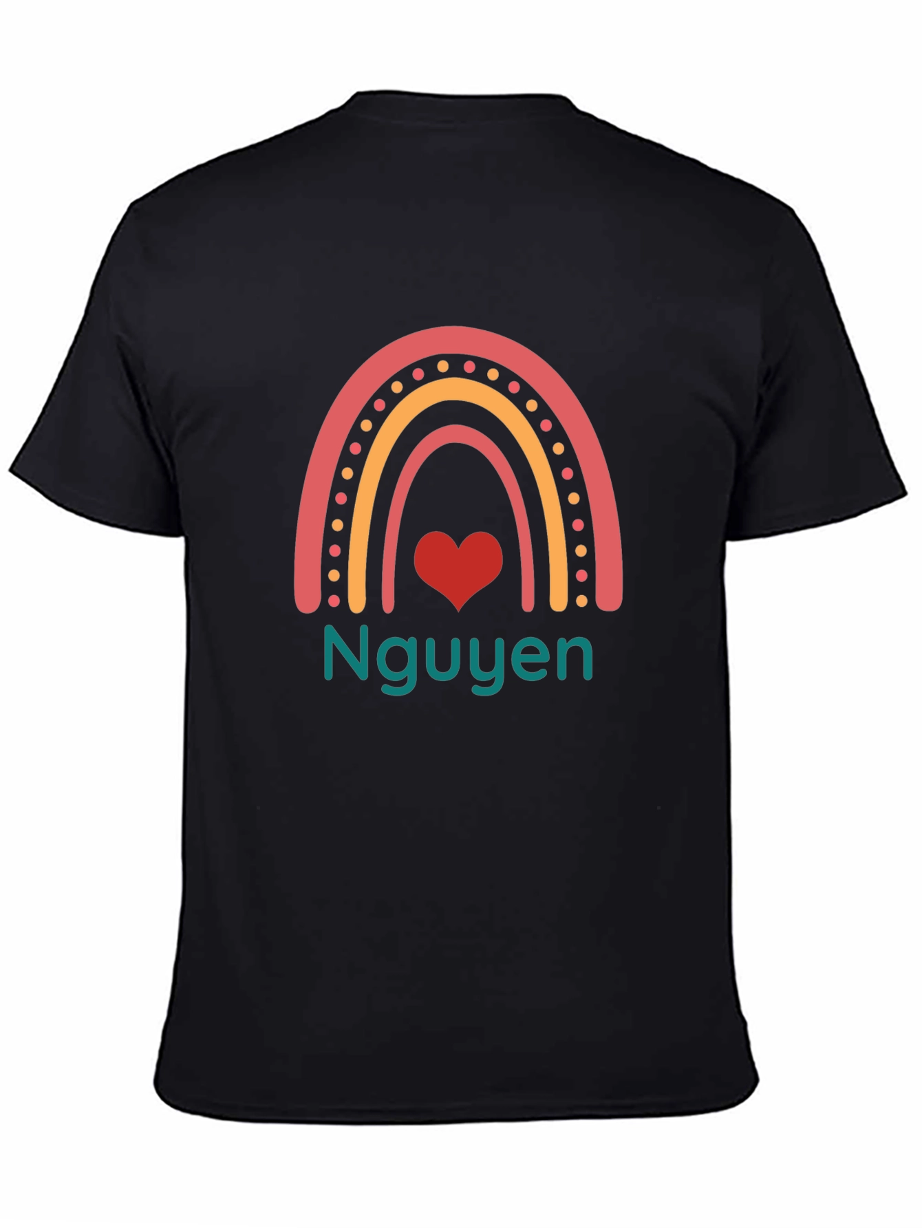 Nguyen Rainbow Heart Black T-Shirt
