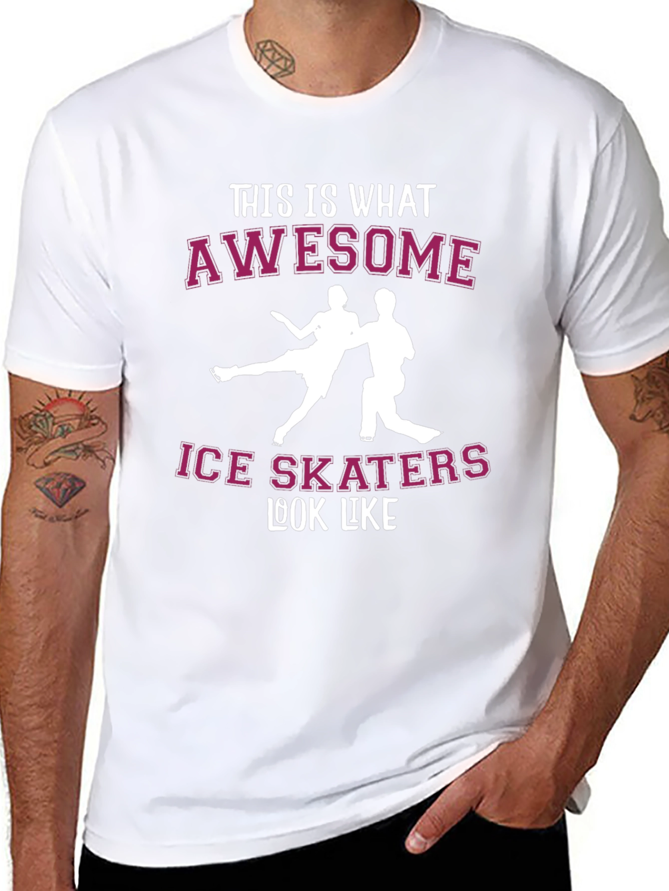 Awesome Ice Skaters Graphic Tee - Black Cotton T-Shirt