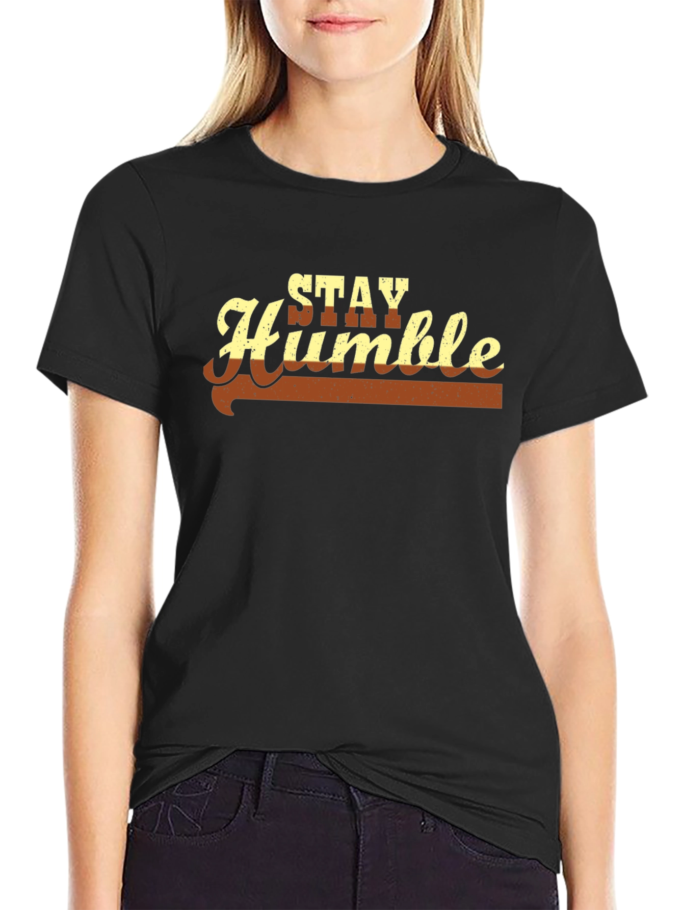 Stay Humble Graphic Tee - Soft Black Cotton Blend