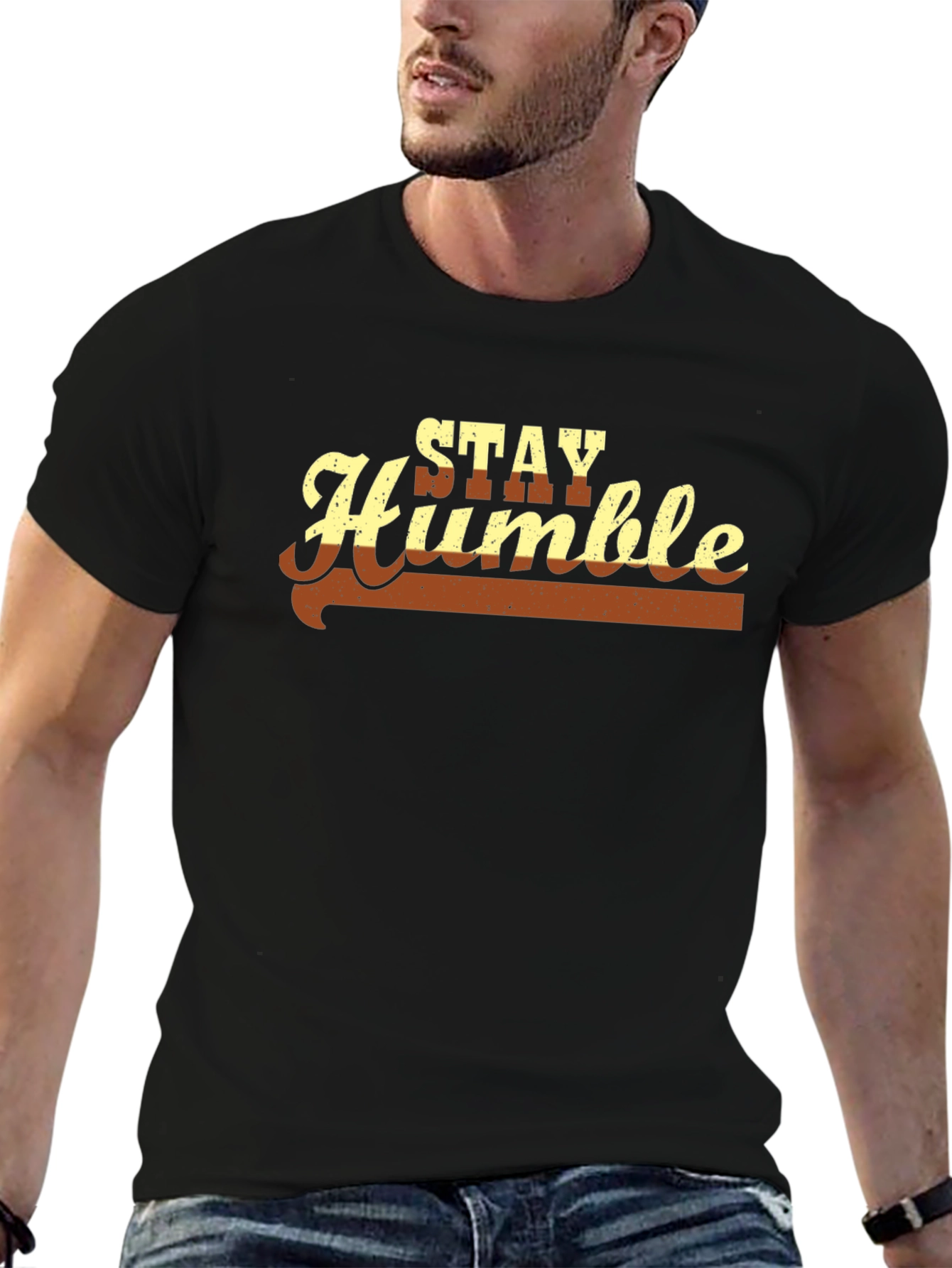Stay Humble Graphic Tee - Soft Black Cotton Blend