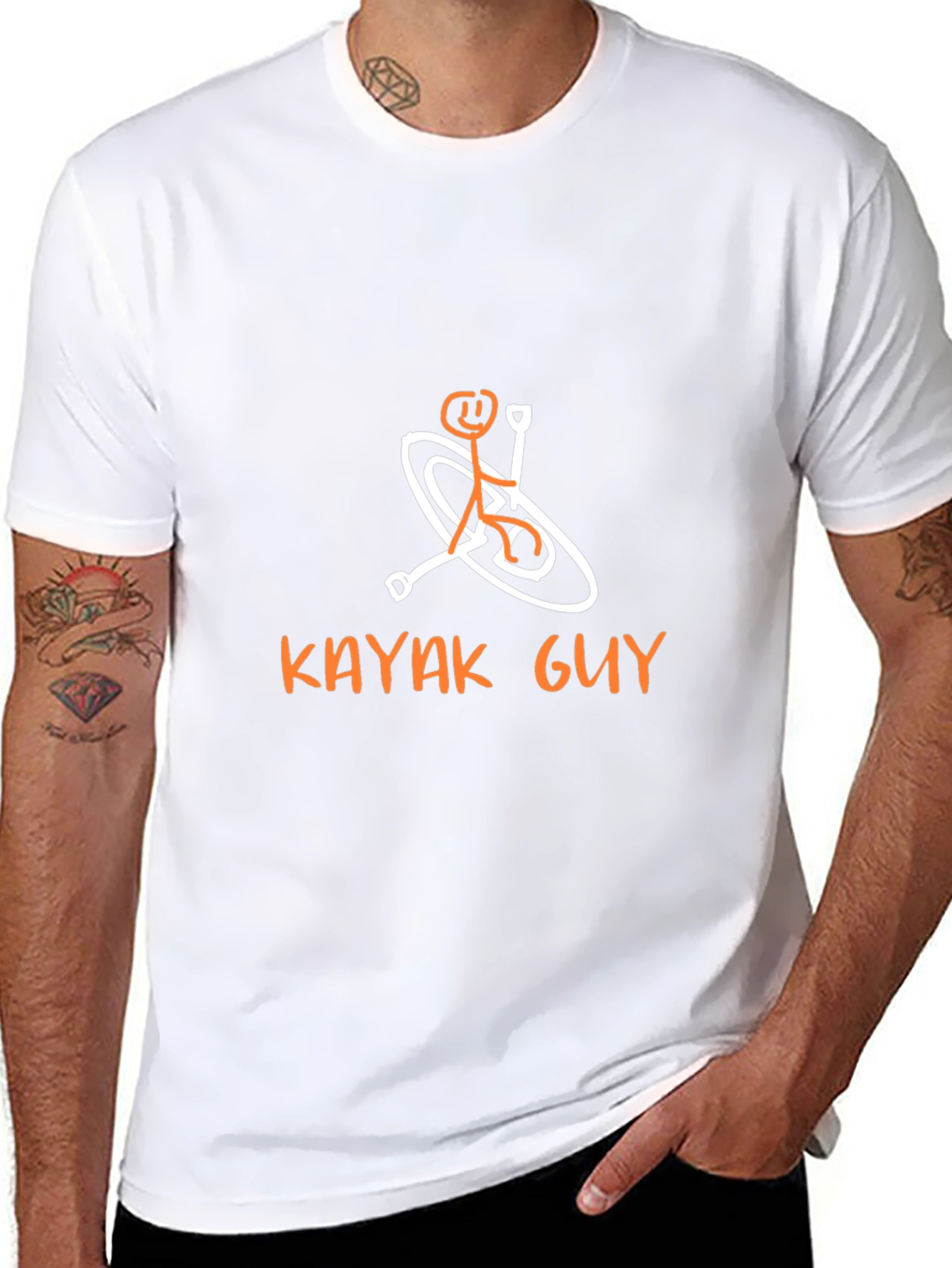 Kayaking Stick Figure Graphic Tee - Black