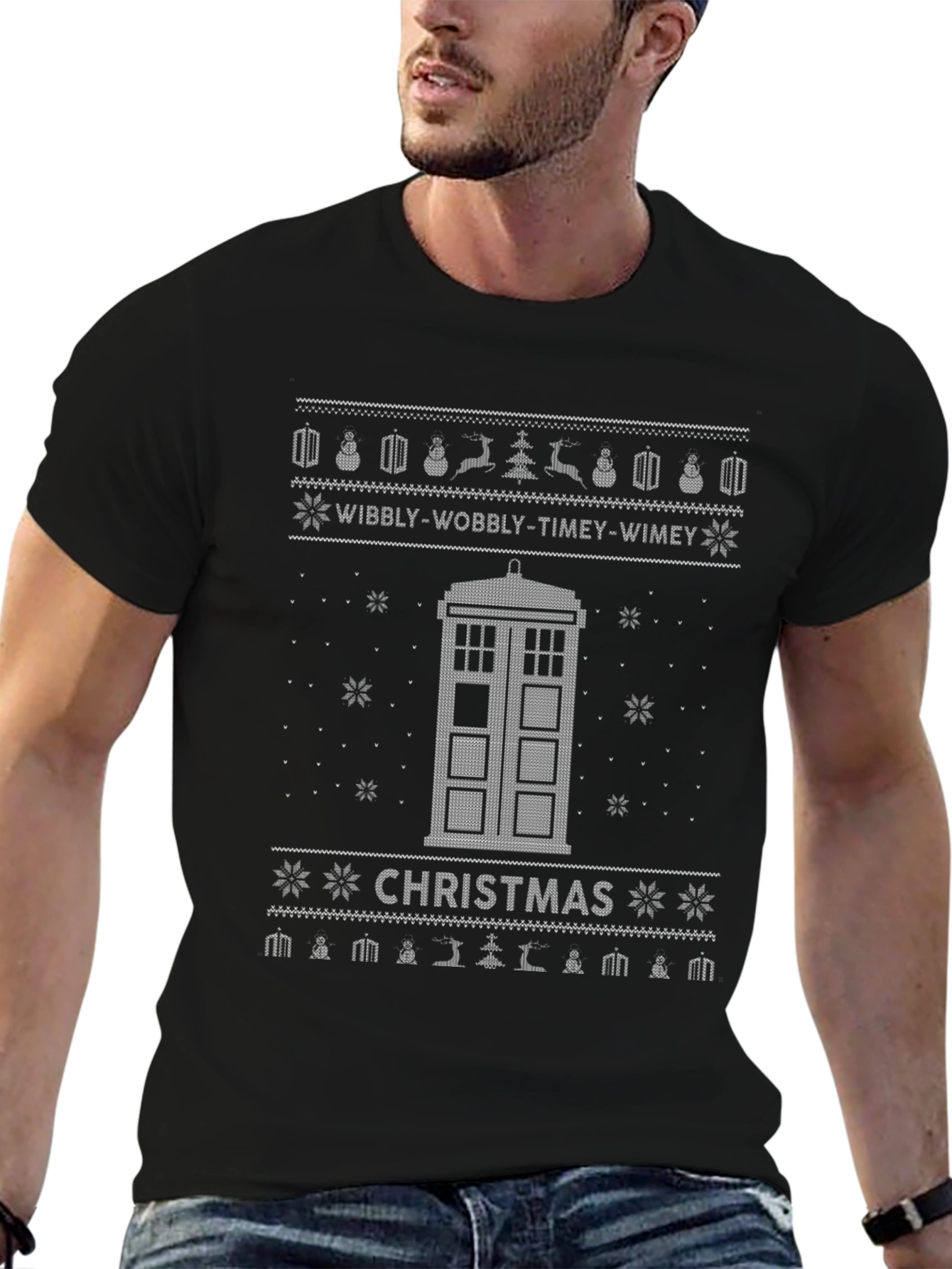 Doctor Who Christmas TARDIS Ugly Sweater T-Shirt