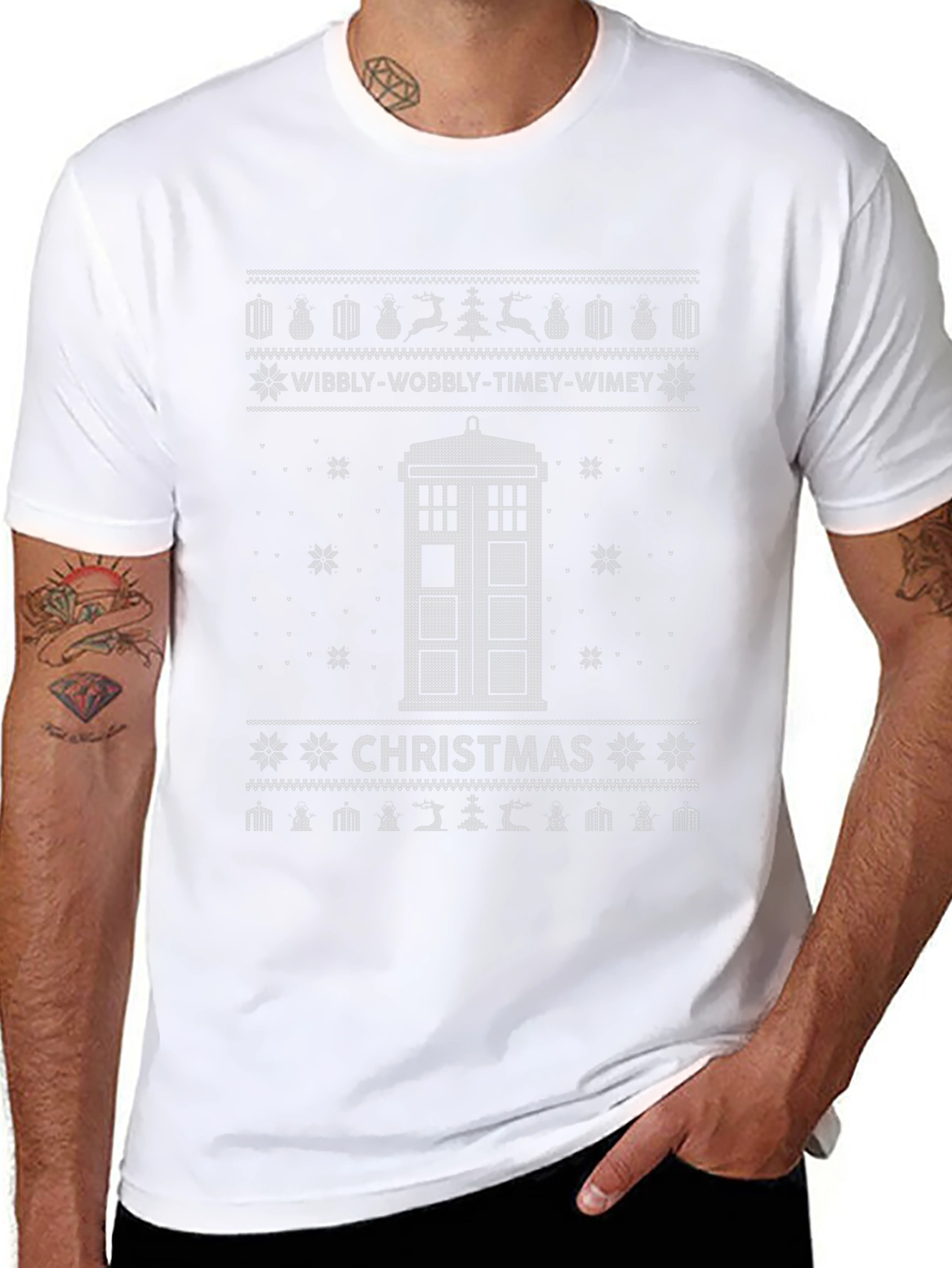 Doctor Who Christmas TARDIS Ugly Sweater T-Shirt