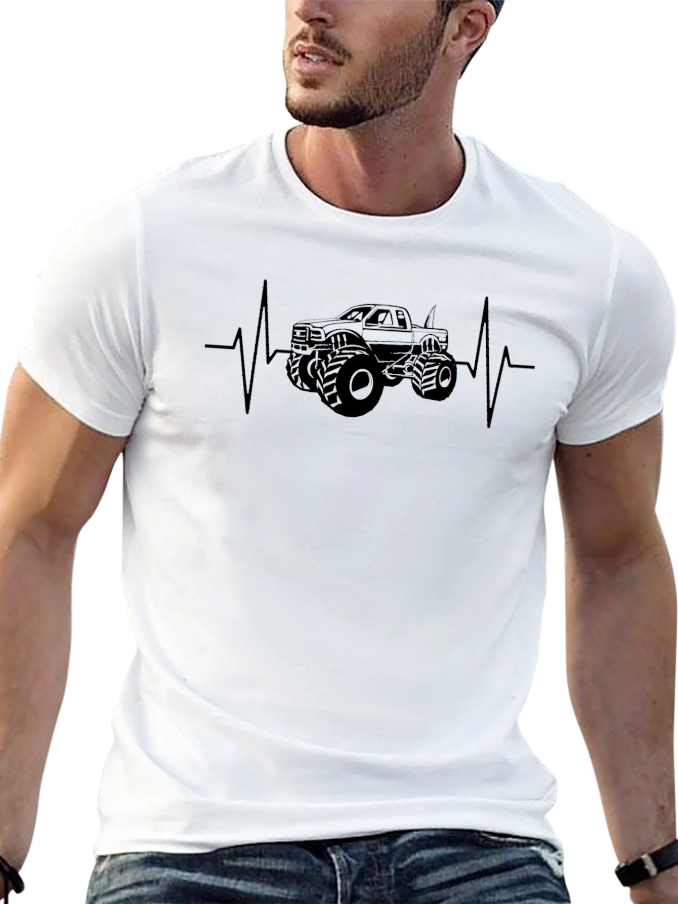 Monster Truck Heartbeat Graphic Tee