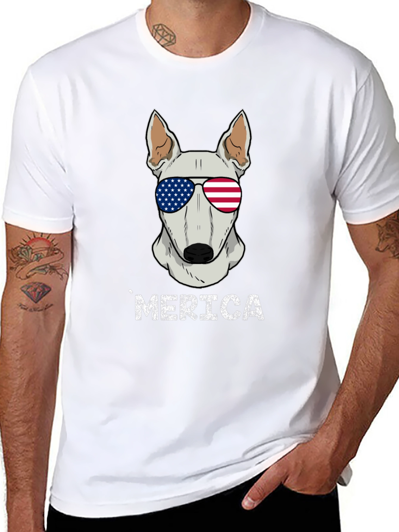 Patriotic Dog T-Shirt - Merica Bull Terrier Tee