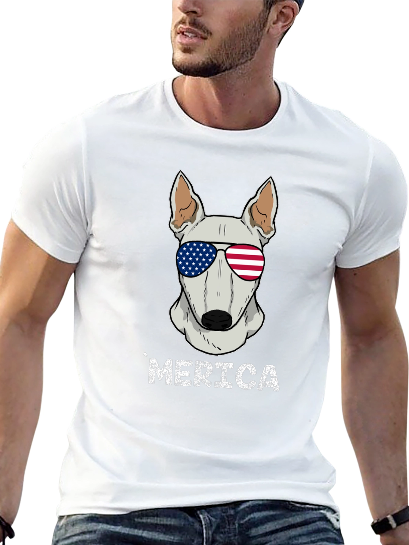 Patriotic Dog T-Shirt - Merica Bull Terrier Tee