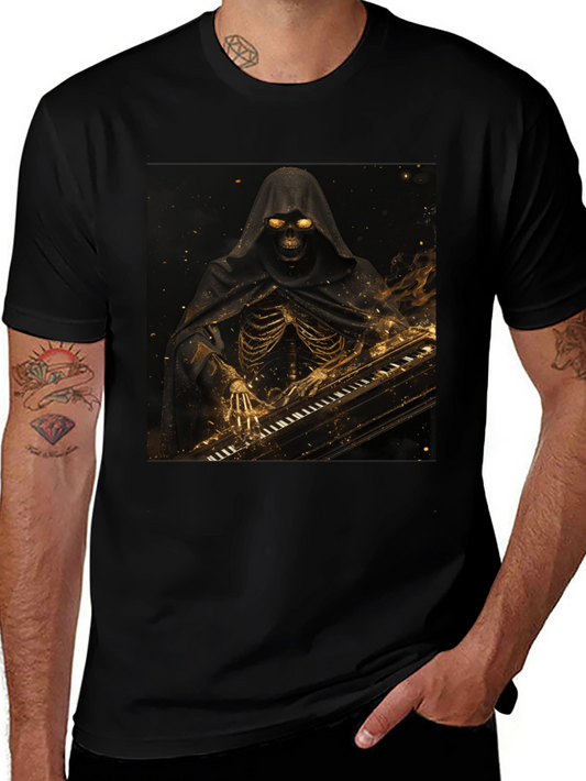 Grim Reaper Piano Player T-Shirt - Dark Humor Tee
