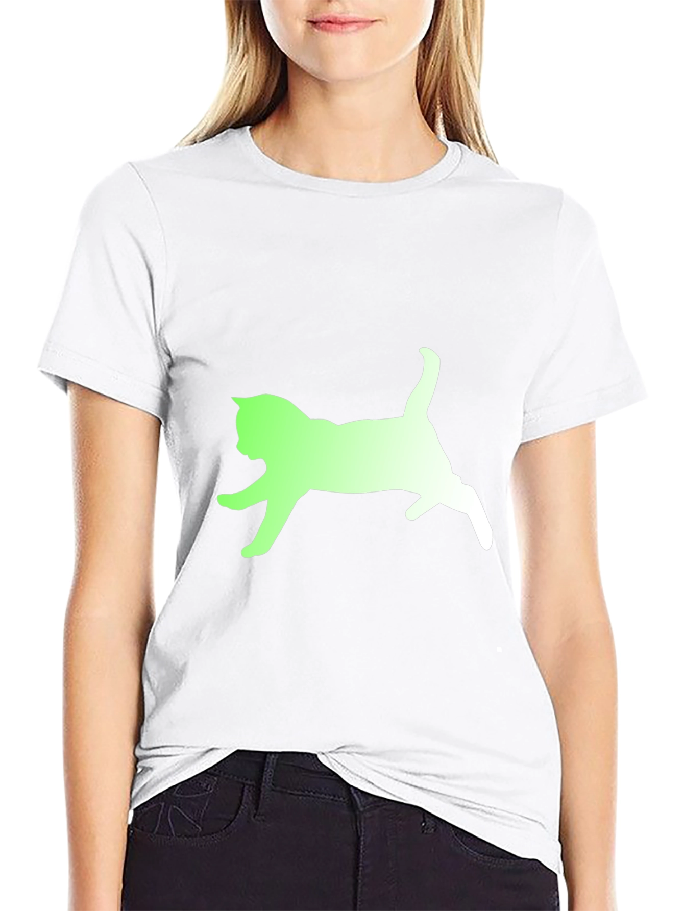 Cat Silhouette Graphic Tee - Soft Cotton Blend