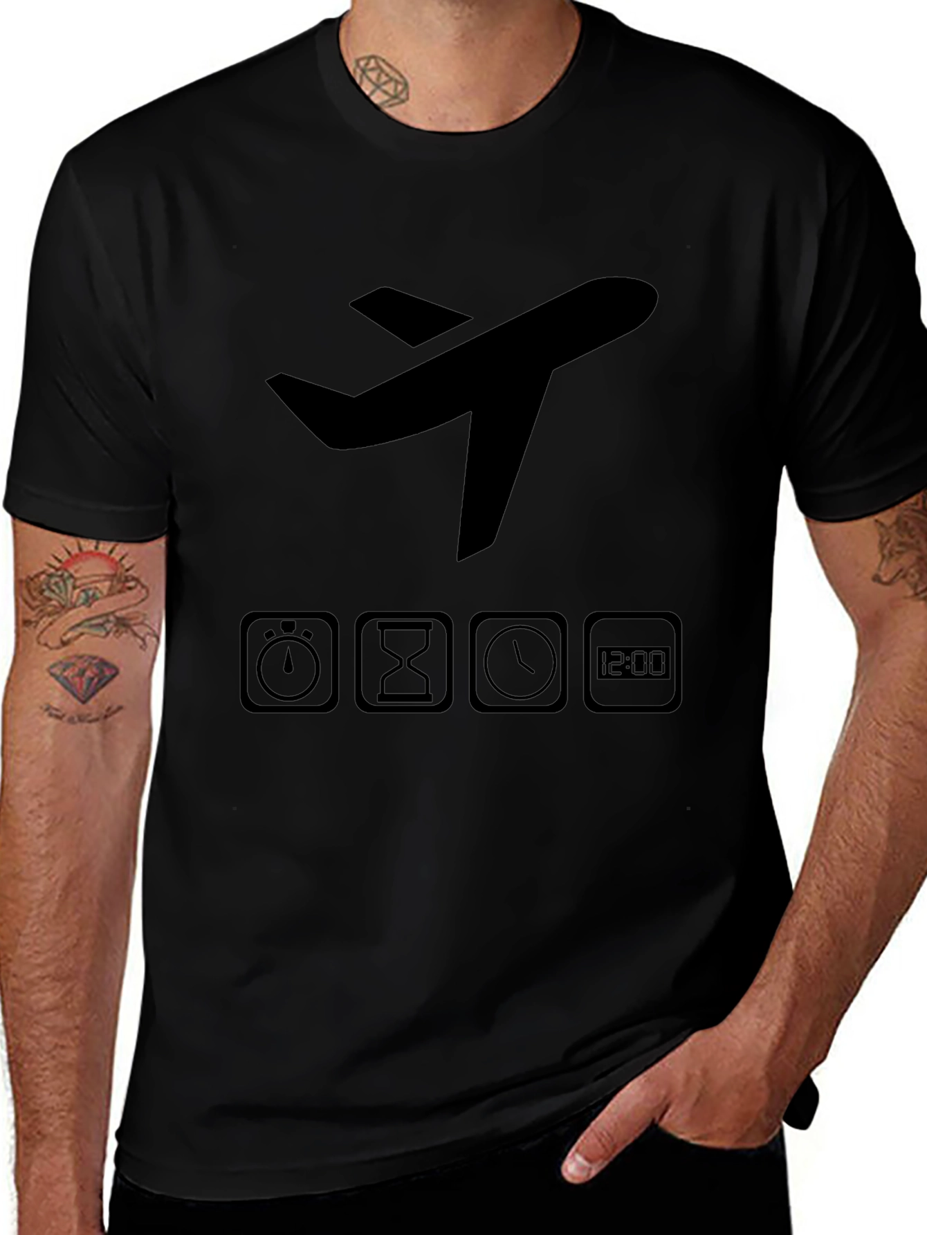Airplane Time Black T-Shirt
